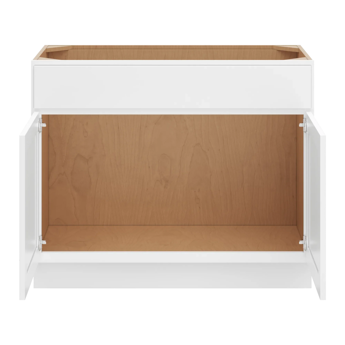 cnc luxor white 42 w x 34 1 2 h x 21 d double door vanity sink base cabinet