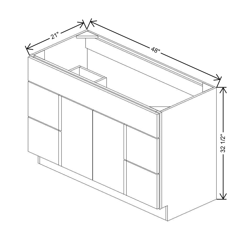 CNC Country Oak Honey 36" W X 32 1/2"H X 21" D Double Door Vanity Sink Base Cabinet