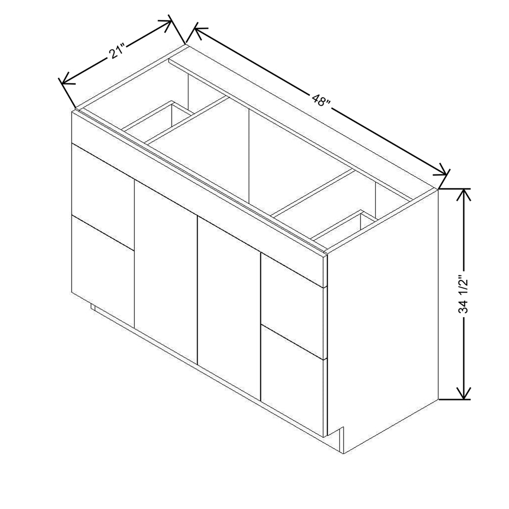 CNC Concord Sydney White 48" W Double Door 4 Drawers Vanity Sink Base Cabinet