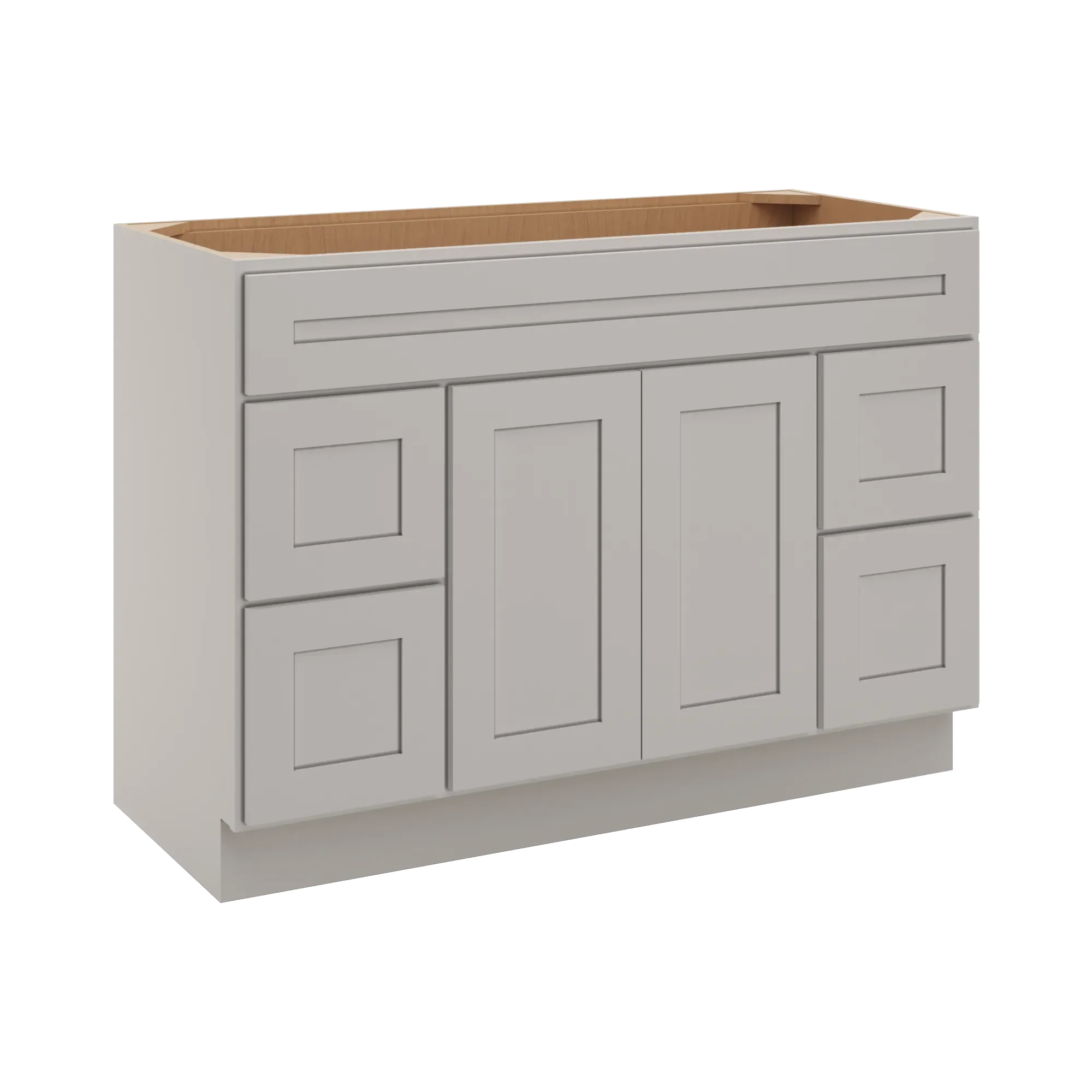 cnc luxor 5 piece misty grey 48 w double door 4 drawers vanity sink base cabinet