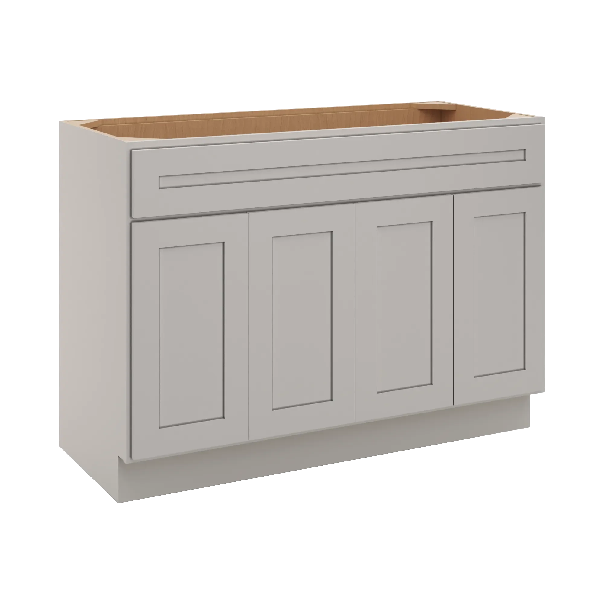cnc luxor 5 piece misty grey 48 w four door vanity sink base cabinet