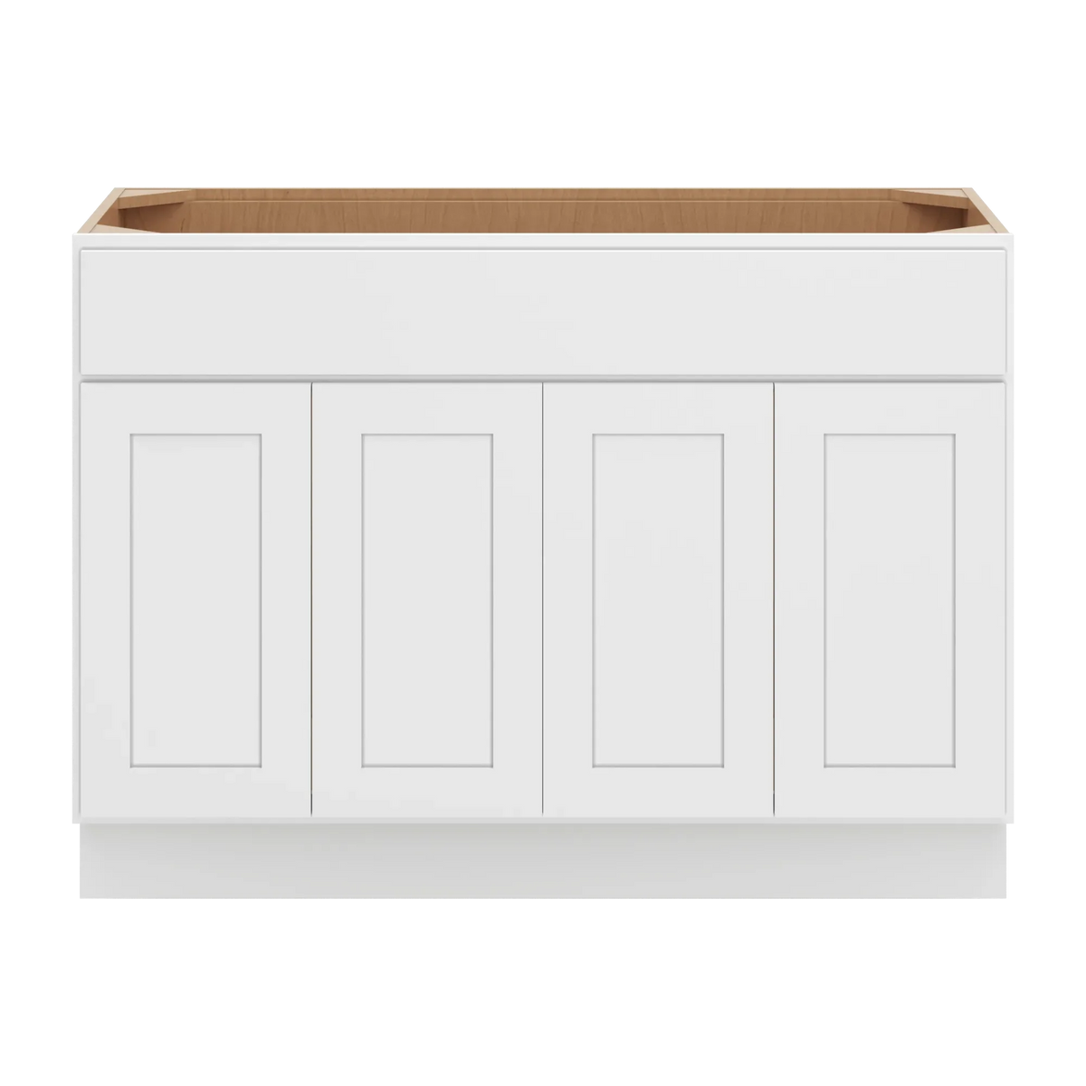 cnc luxor white 48 w four door vanity sink base cabinet