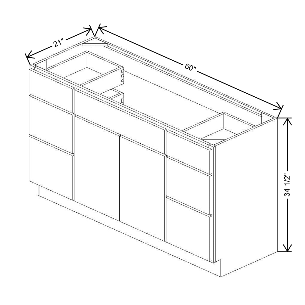 CNC Luxor Harvest 60" W Vanity Drawer Single Sink Base Cabinet