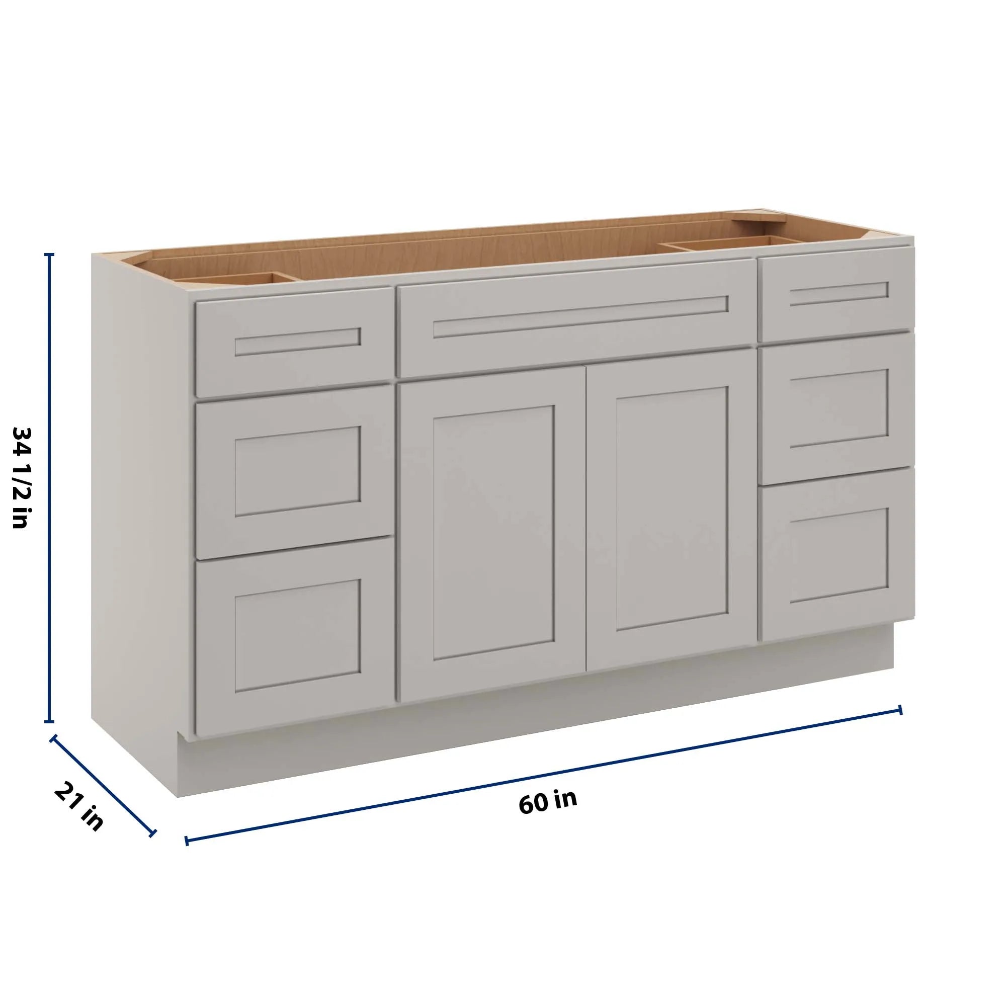 cnc luxor 5 piece misty grey 60 w vanity drawer single sink base cabinet