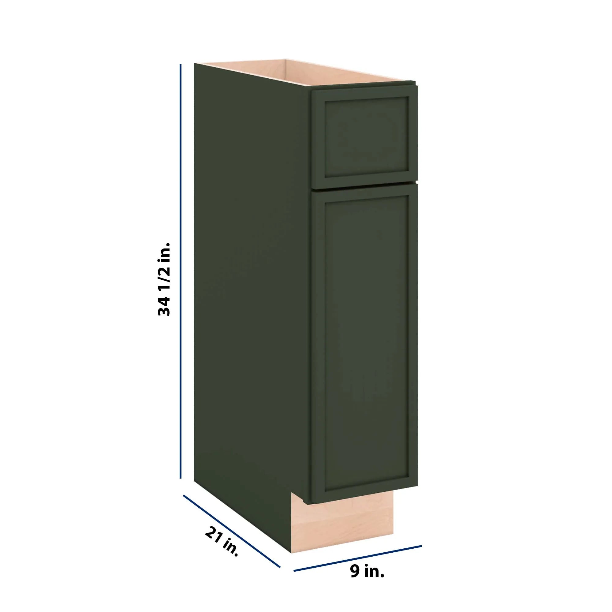 Modernform Cabinet Slim Sage Green 09" W X 34 1/2" H X 21" D Base 1 Door/1 Drawer