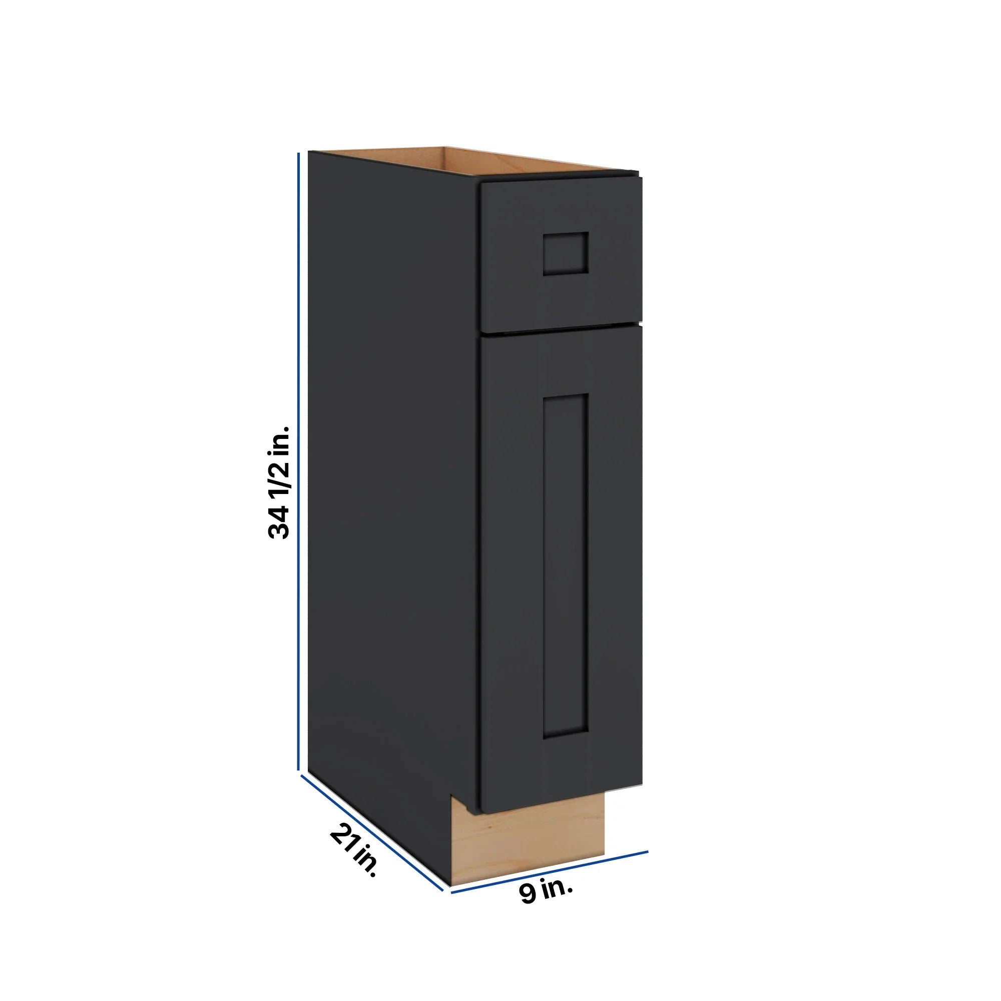 Modernform Cabinet Onyx Black Shaker 09" W X 34 1/2" H X 21" D Base 1 Door/1 Drawer