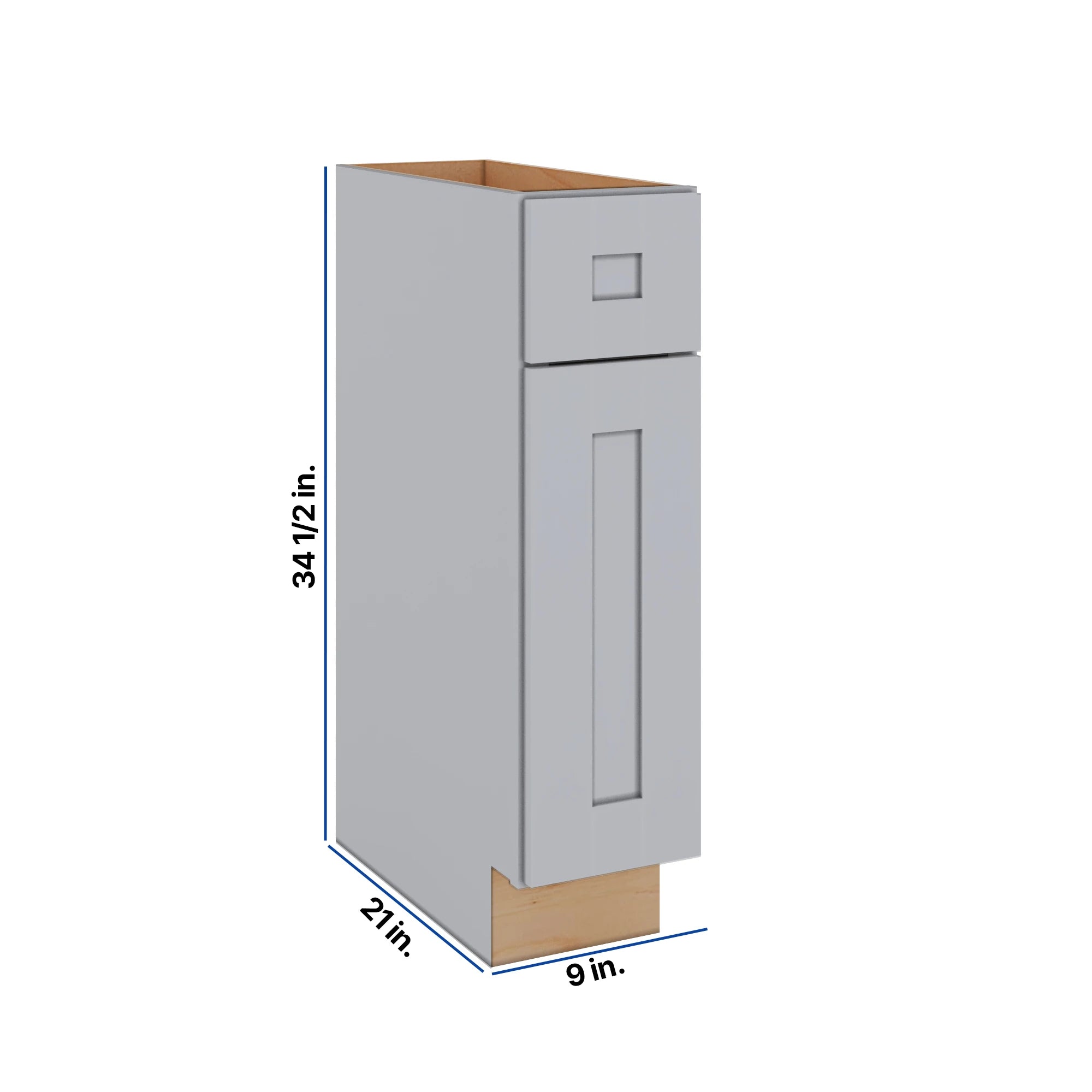 Modernform Cabinet Grey Shaker 09" W X 34 1/2" H X 21" D Base 1 Door/1 Drawer