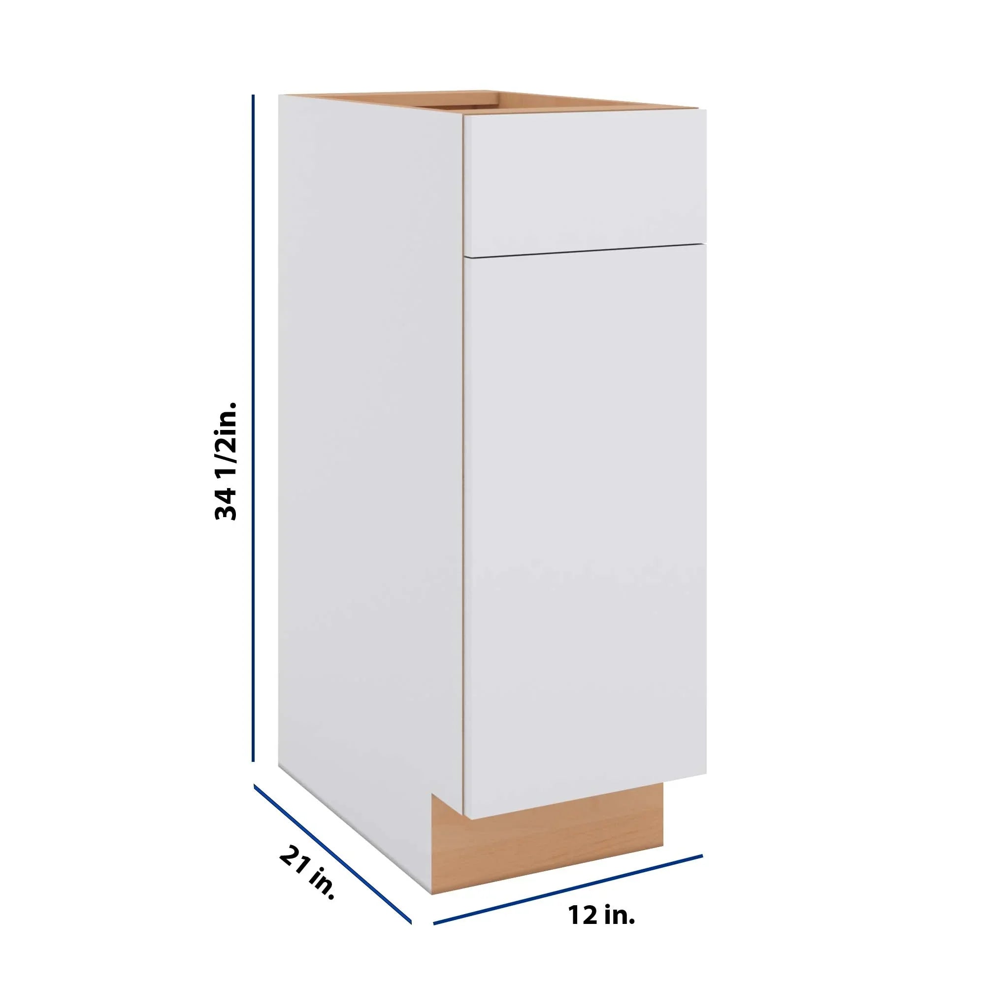 Modernform Cabinet Matte White 12" W X 34 1/2" H X 21" D Base 1 Door/1 Drawer