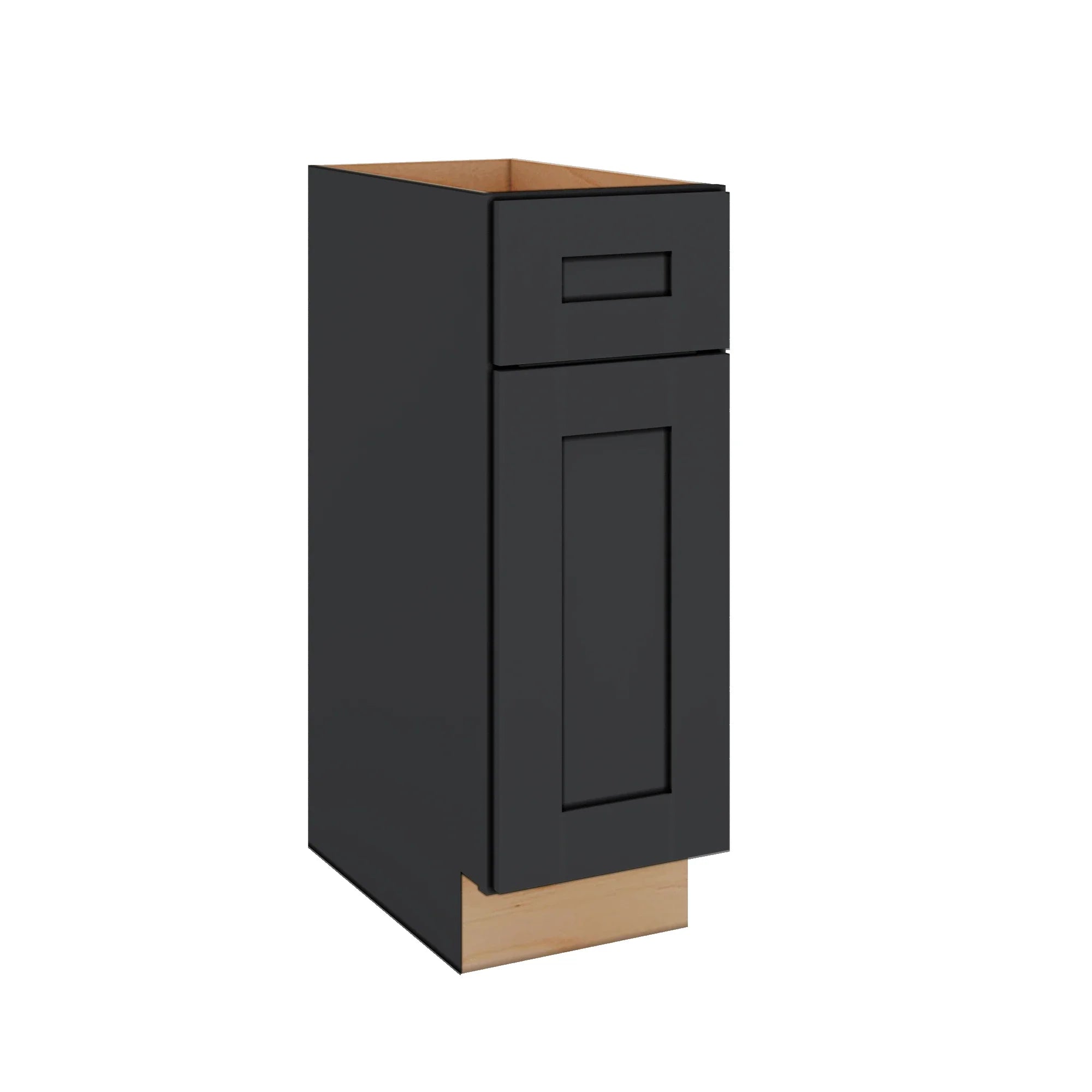 Modernform Cabinet Onyx Black Shaker 12" W X 34 1/2" H X 21" D Base 1 Door/1 Drawer