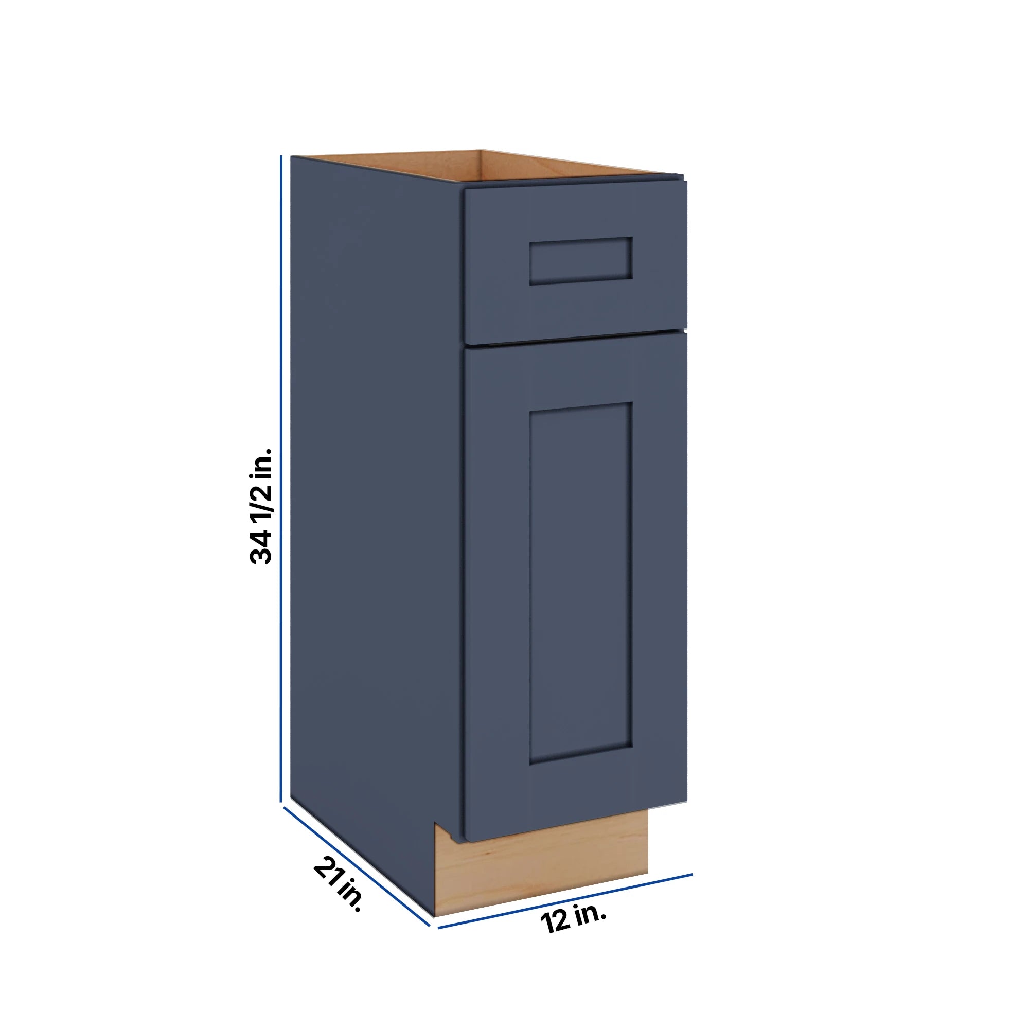 Modernform Cabinet Signature Blue 12" W X 34 1/2" H X 21" D Base 1 Door/1 Drawer
