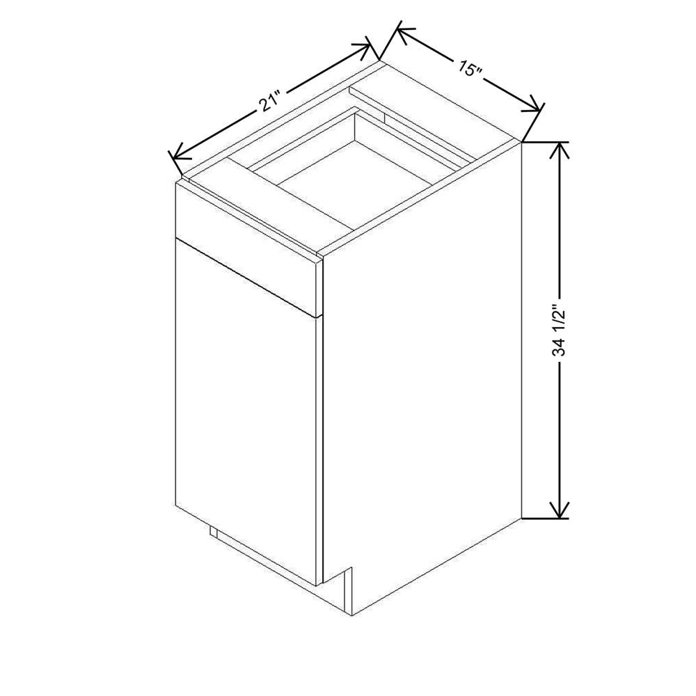 CNC Concord Elegant Smoky Grey 15" W Single Door Vanity Base Cabinet