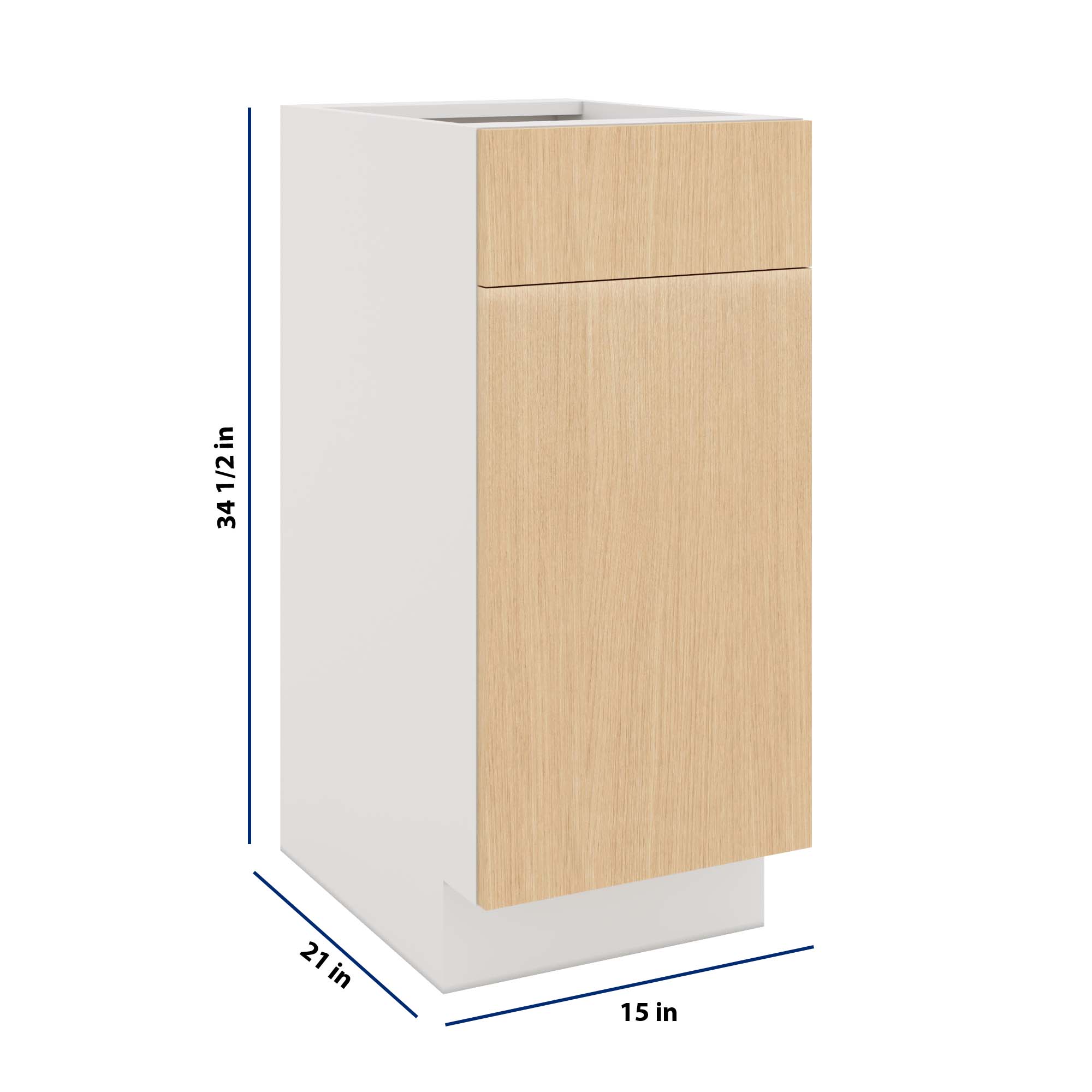 Modernform Cabinet Natural Oak 15" W X 34 1/2" H X 21" D Base 1 Door/1 Drawer