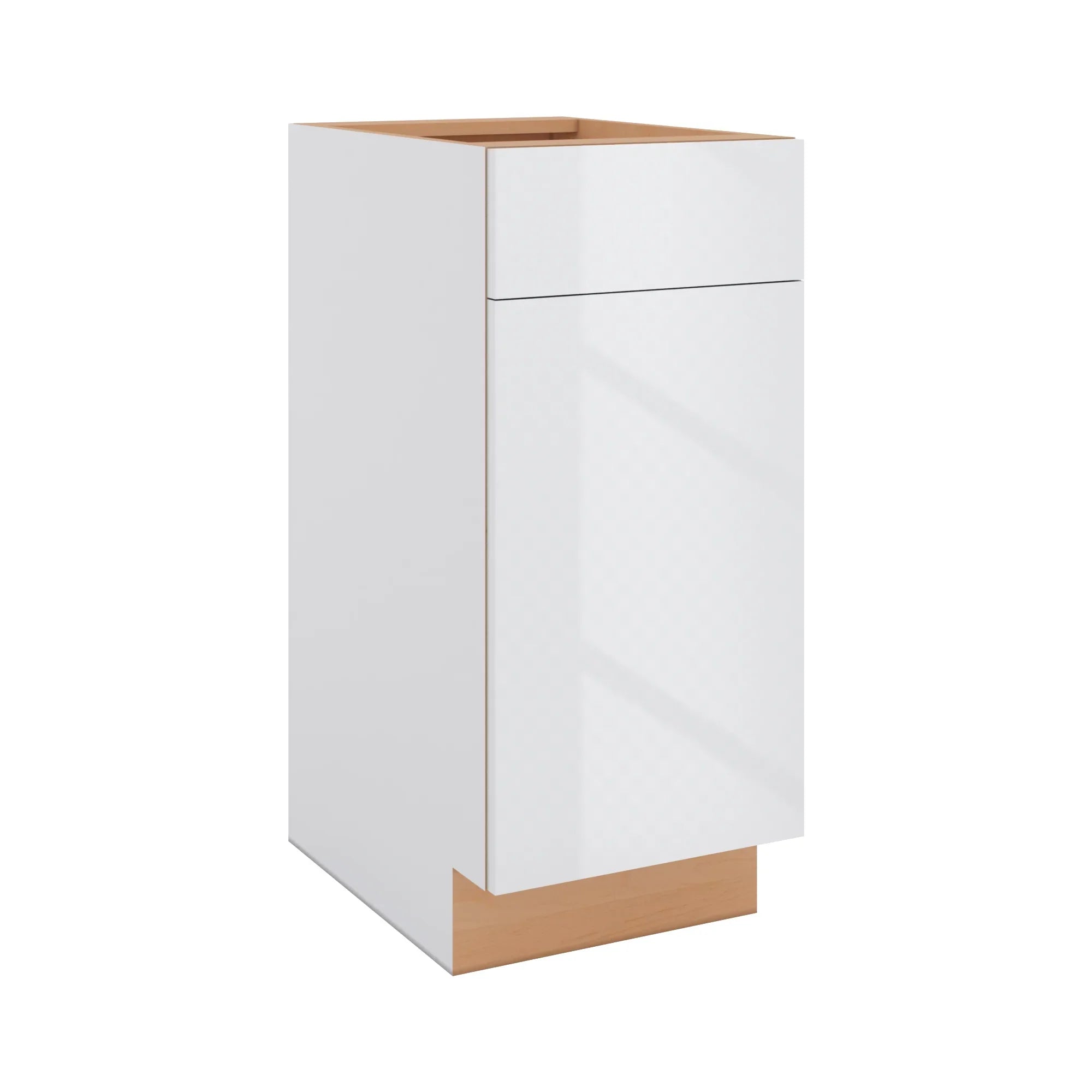 Modernform Cabinet Gloss White 15" W X 34 1/2" H X 21" D Base 1 Door/1 Drawer