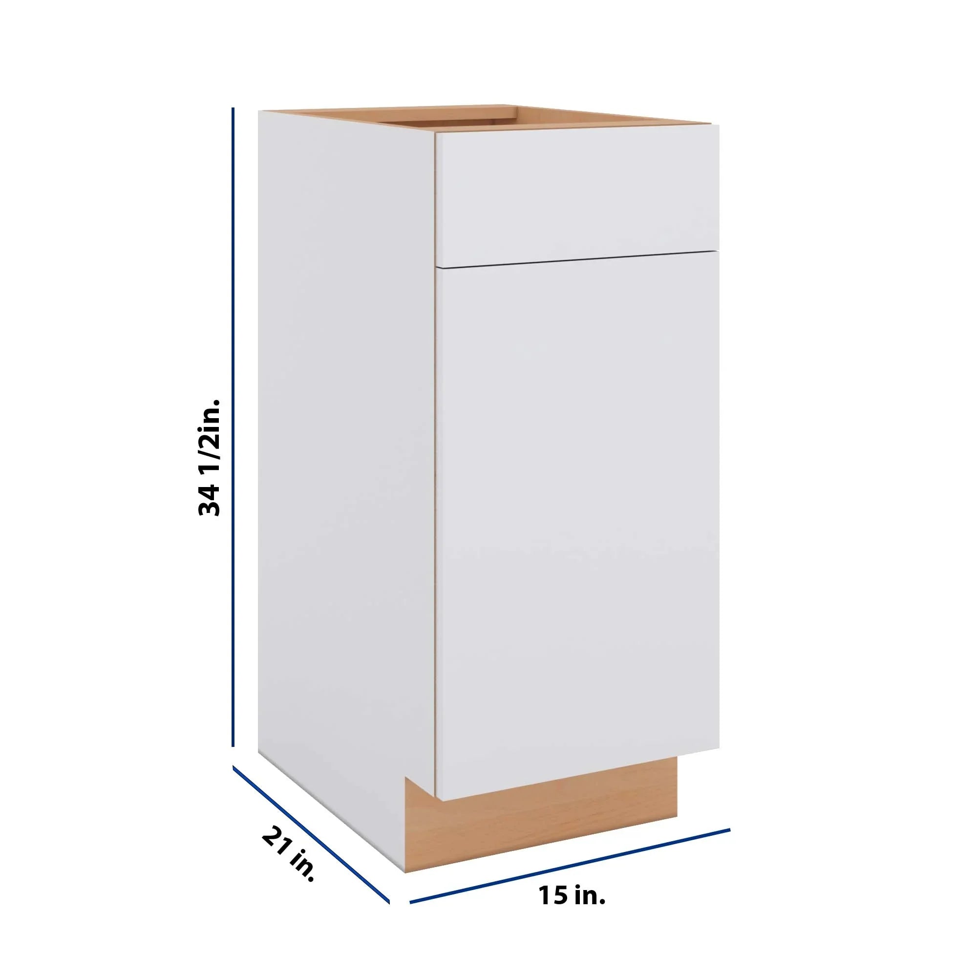 Modernform Cabinet Matte White 15" W X 34 1/2" H X 21" D Base 1 Door/1 Drawer