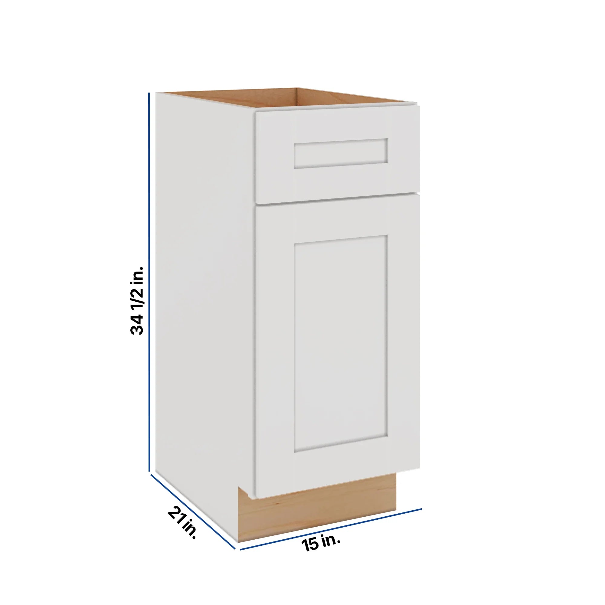 Modernform Cabinet White Shaker 15" W X 34 1/2" H X 21" D Base 1 Door/1 Drawer
