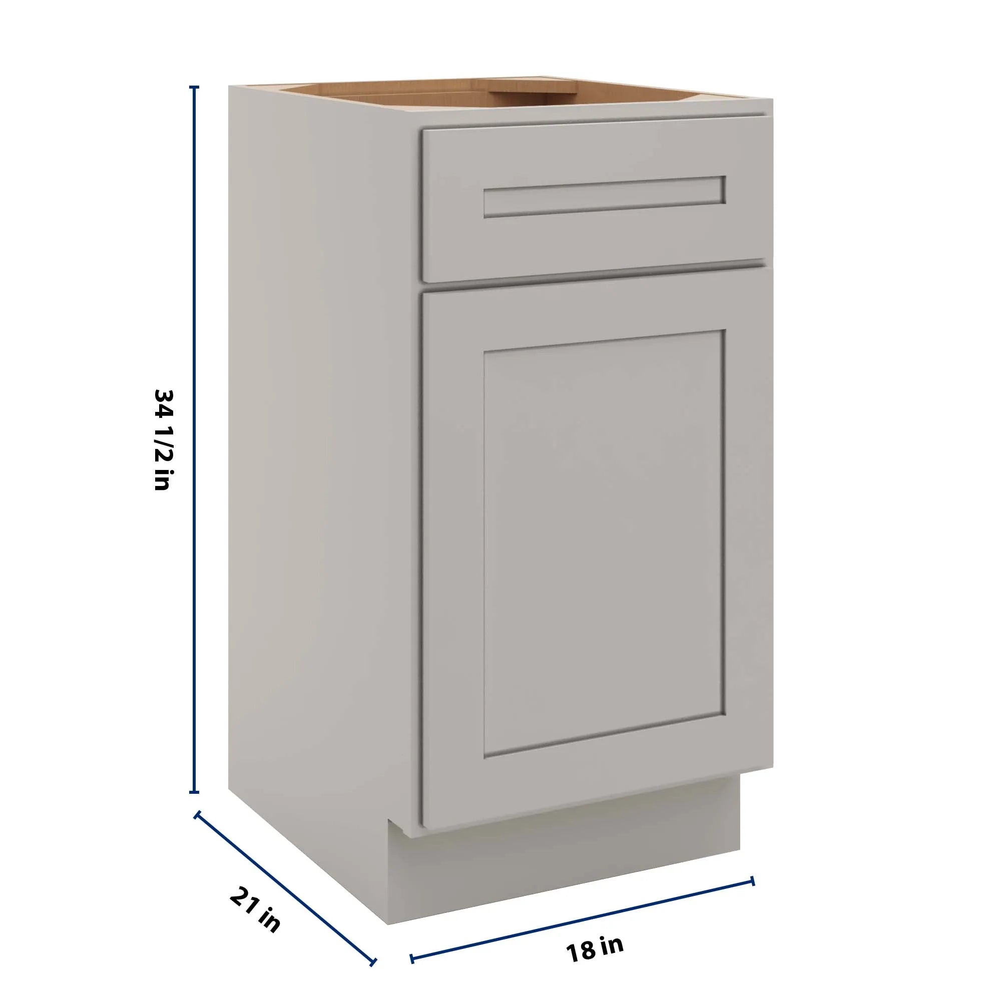 cnc luxor 5 piece misty grey 18 w single door vanity base cabinet