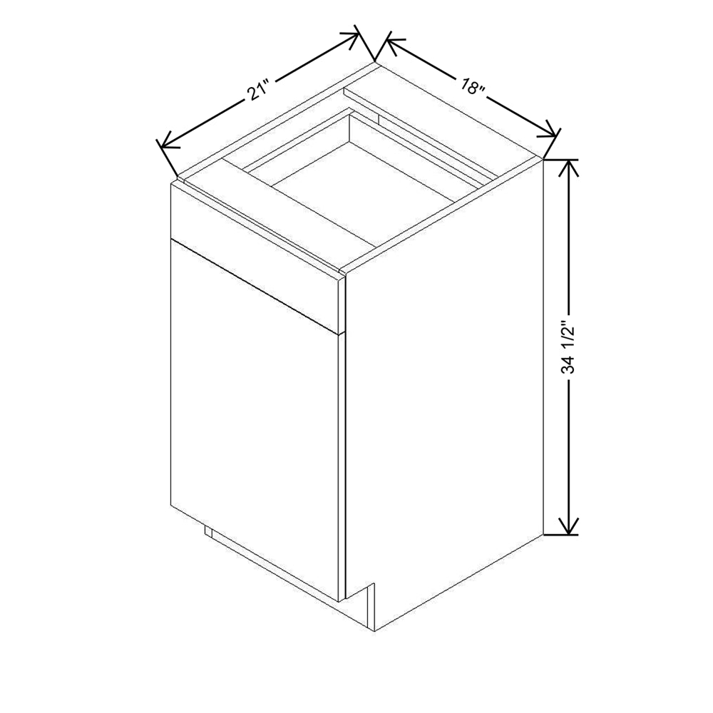 CNC Classic Milano Ash 18" W Single Door Vanity Base Cabinet