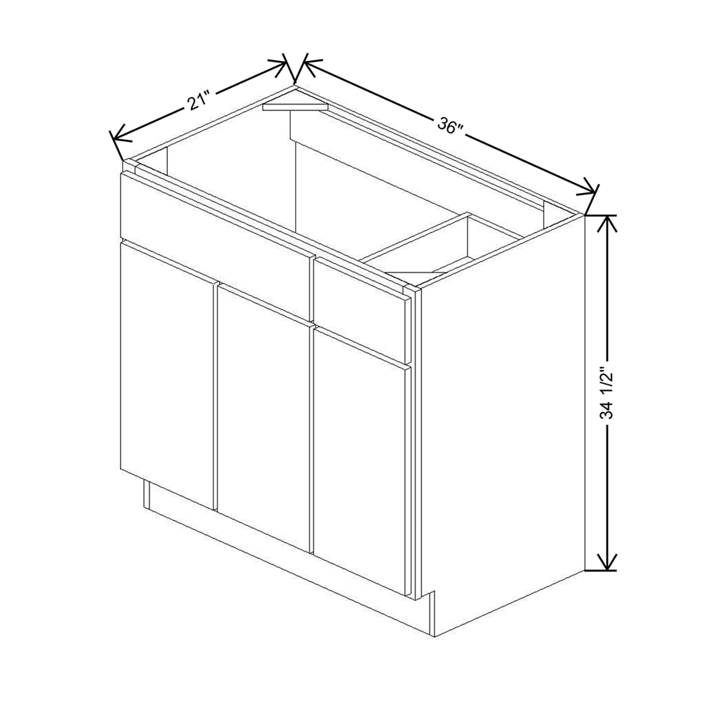 CNC Luxor Harvest 36" W 3 Door Vanity Base Cabinet