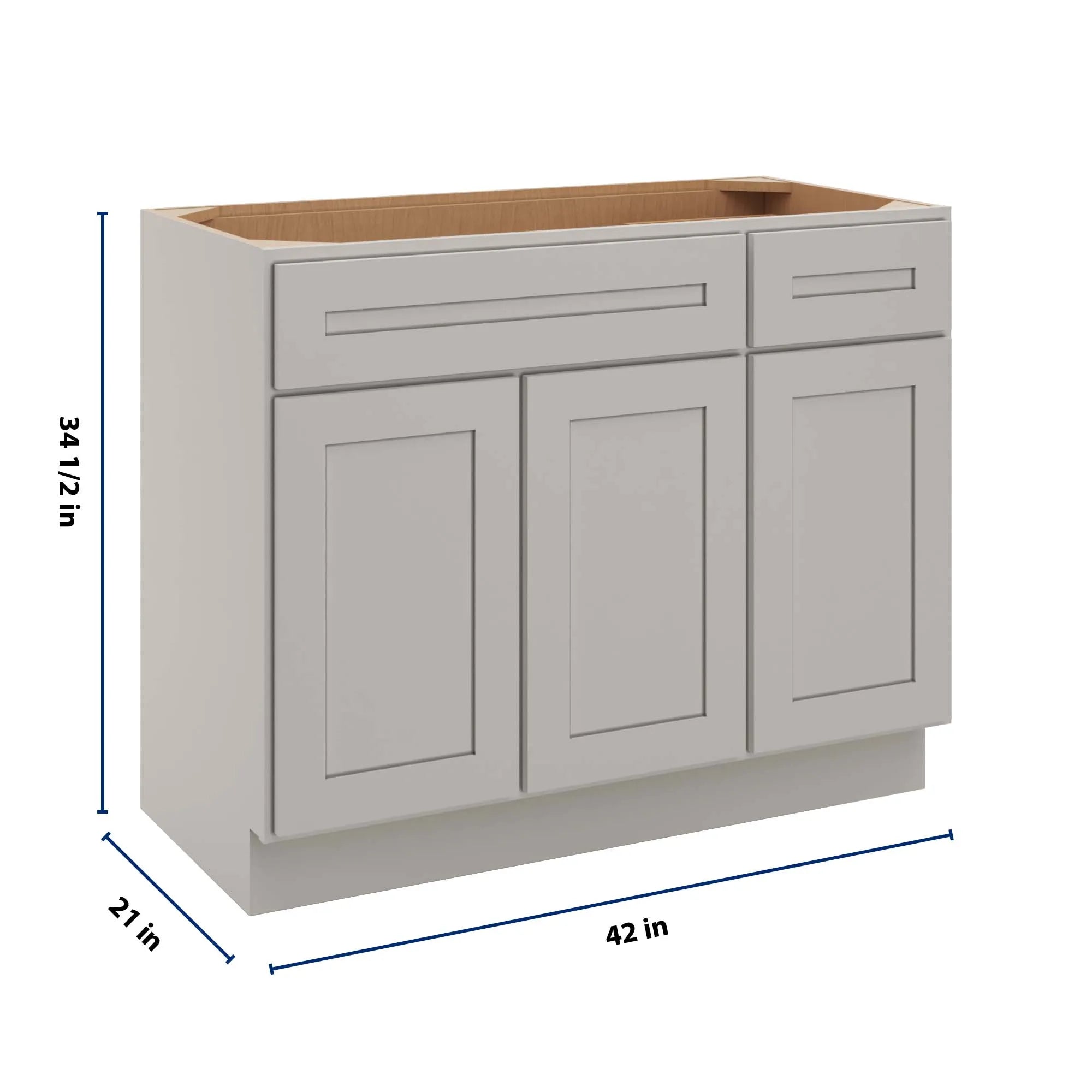 cnc luxor 5 piece misty grey 42 w 3 door vanity base cabinet