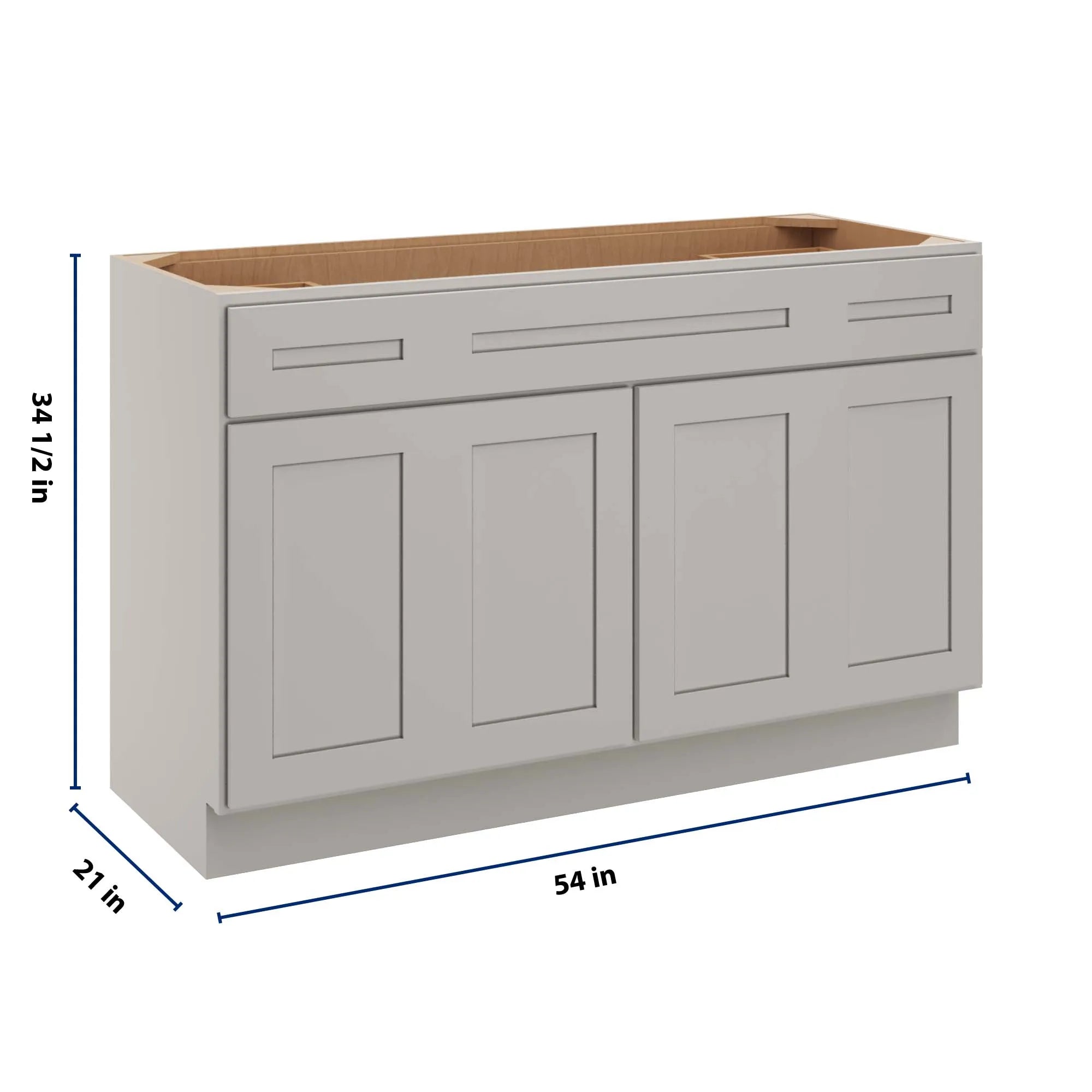 cnc luxor 5 piece misty grey 54 w four door vanity base cabinet