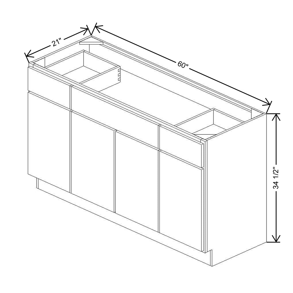 CNC Luxor Harvest 60" W Four Door Vanity Base Cabinet