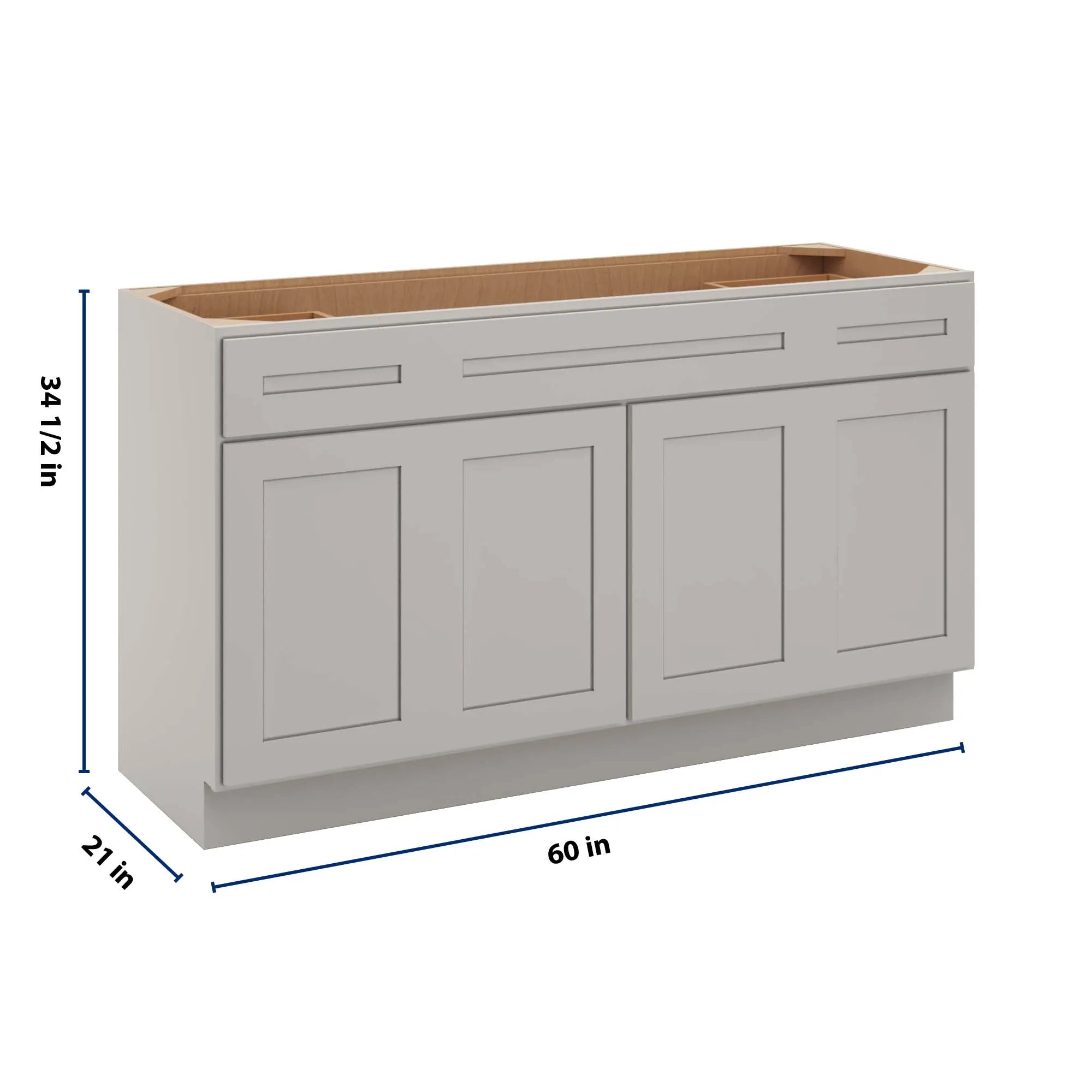 cnc luxor 5 piece misty grey 60 w four door vanity base cabinet