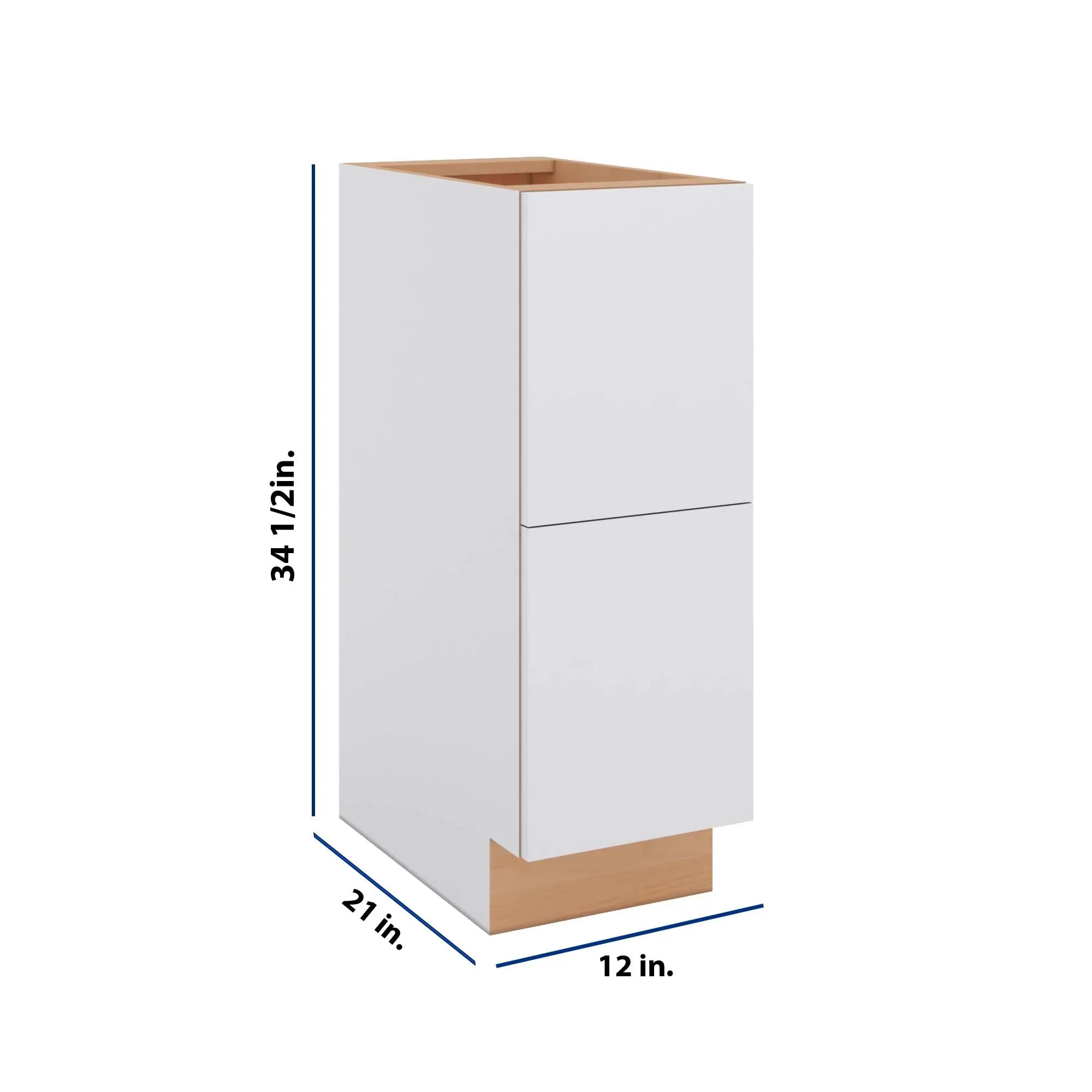 Modernform Cabinet Matte White 12" W X 34 1/2" H X 21" D Vanity Base with 2 Drawers