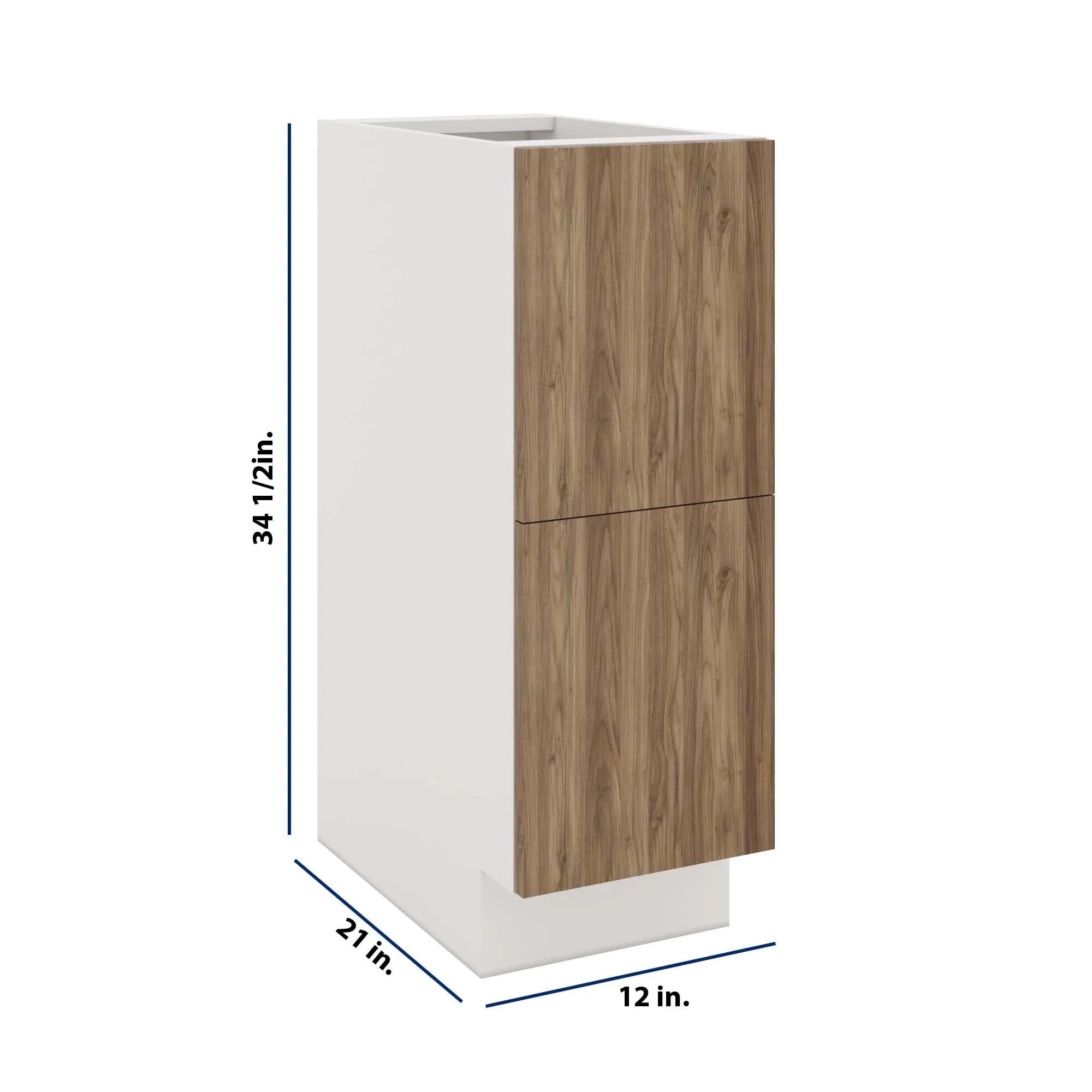 Modernform Cabinet Walnut 12" W X 34 1/2" H X 21" D Vanity Base with 2 Drawers