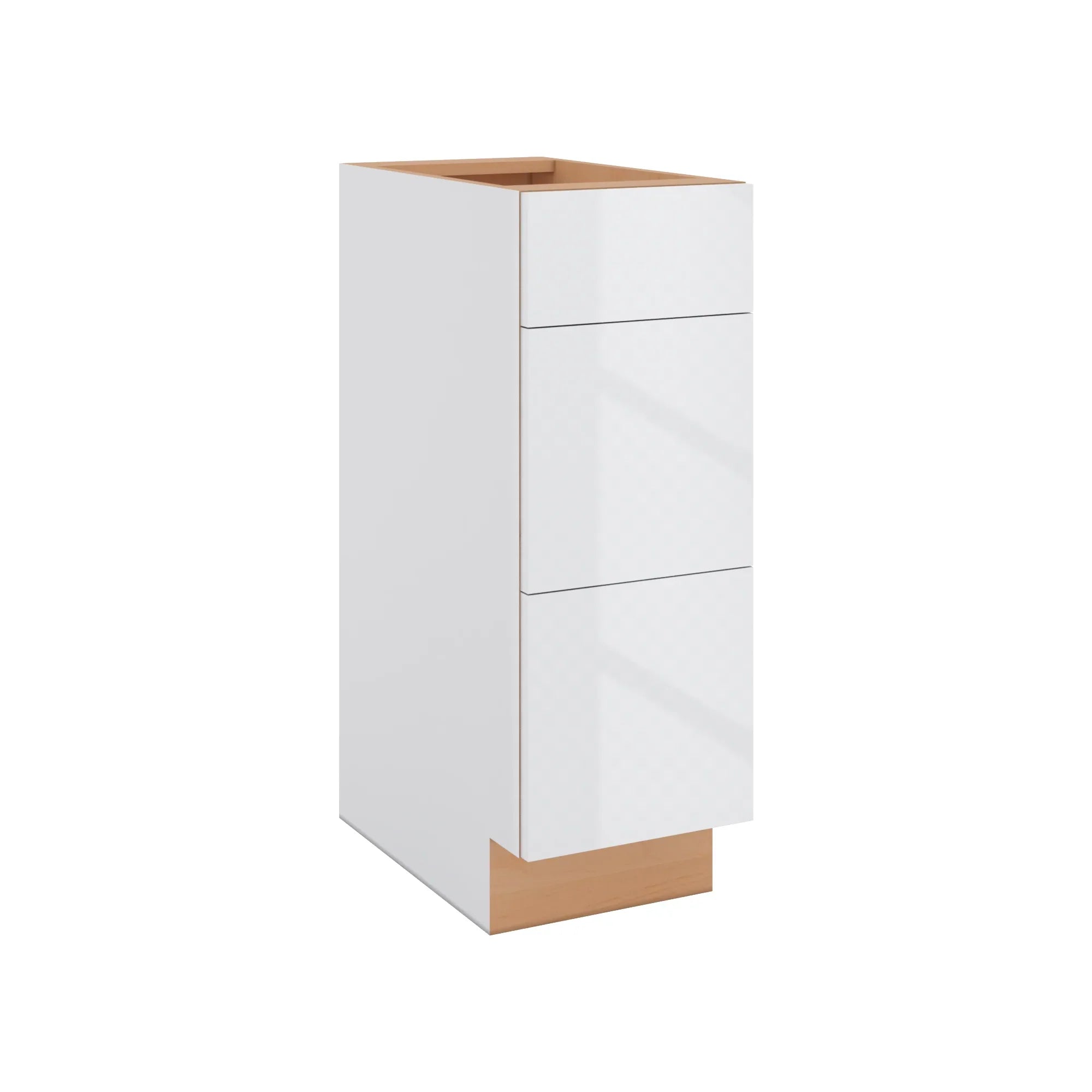 Modernform Cabinet Gloss White 12" W X 34 1/2" H X 21" D Vanity Base with 3 Drawers