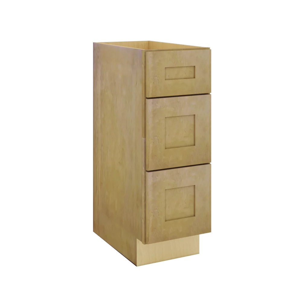 Modernform Cabinet Natural Shaker 12" W X 34 1/2" H X 21" D Vanity Base with 3 Drawers