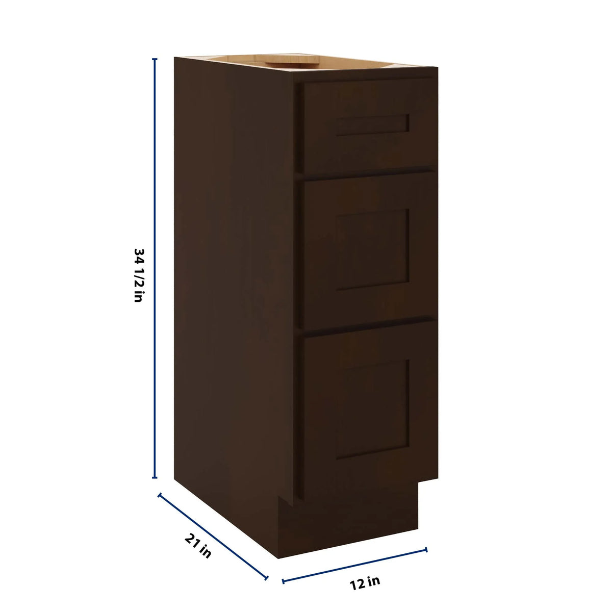 CNC Luxor 5-Piece Espresso 12" W Vanity Drawer Base Cabinet