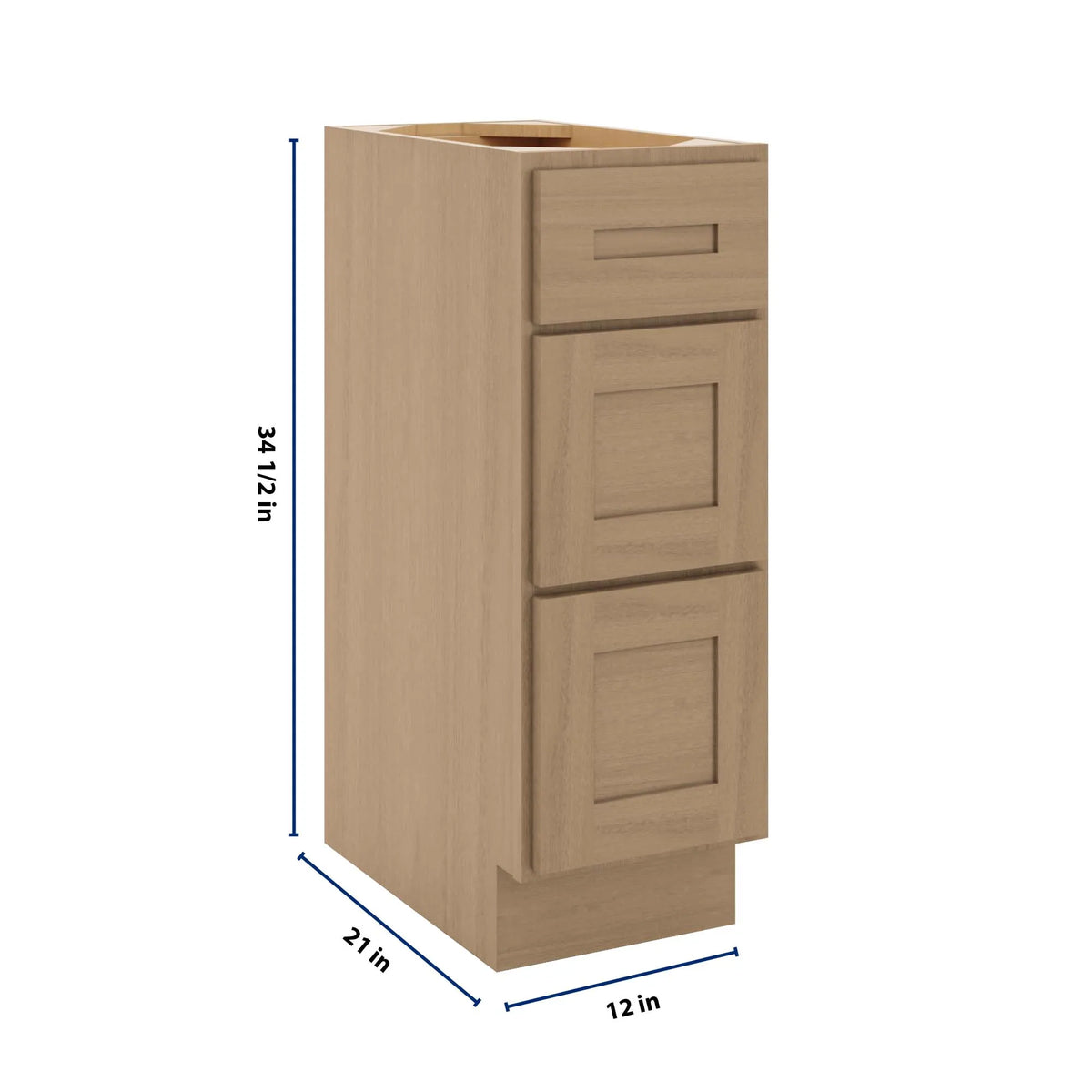 CNC Luxor 5-Piece Harvest 12" W Vanity Drawer Base Cabinet