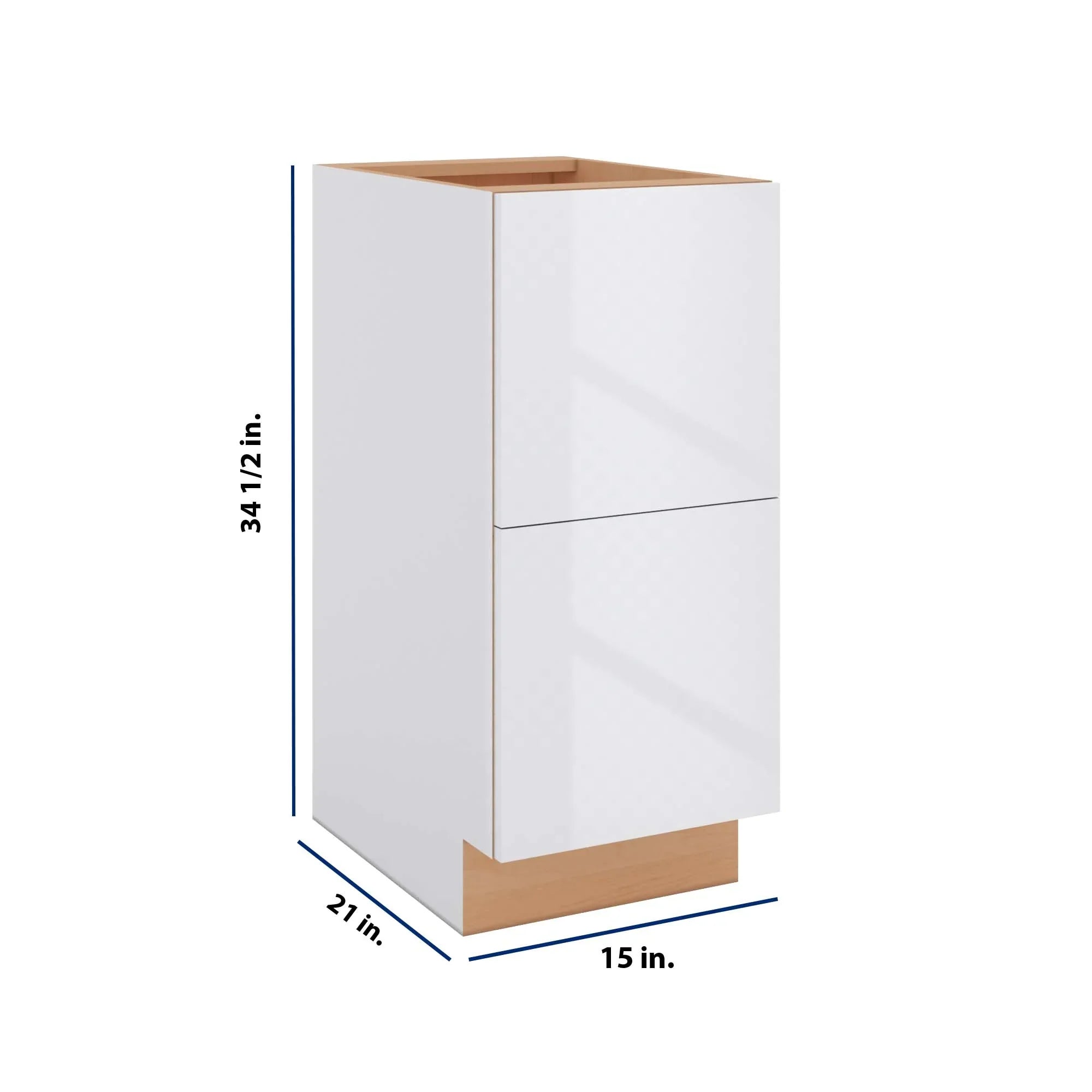 Modernform Cabinet Gloss White 15" W X 34 1/2" H X 21" D Vanity Base with 2 Drawers