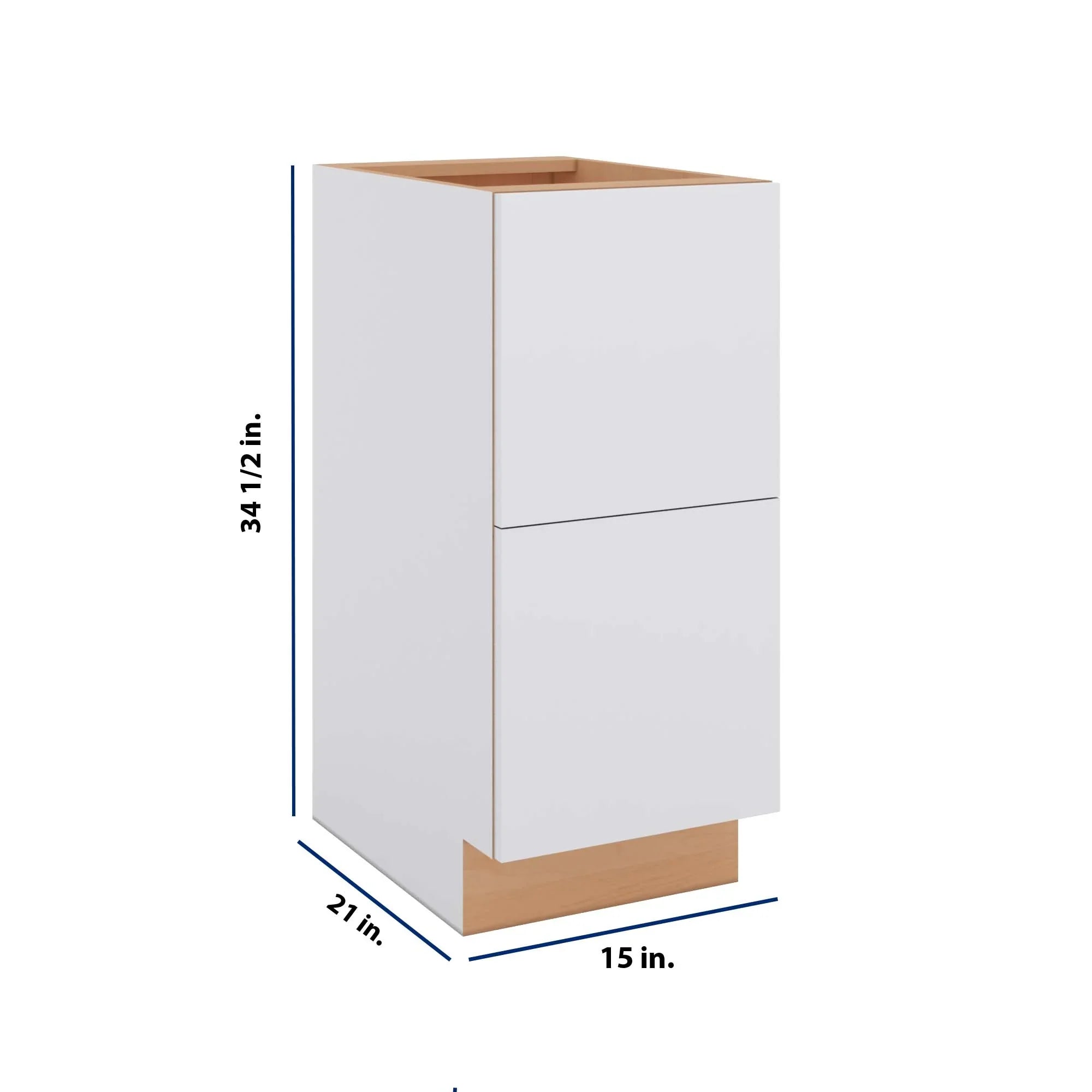 Modernform Cabinet Matte White 15" W X 34 1/2" H X 21" D Vanity Base with 2 Drawers