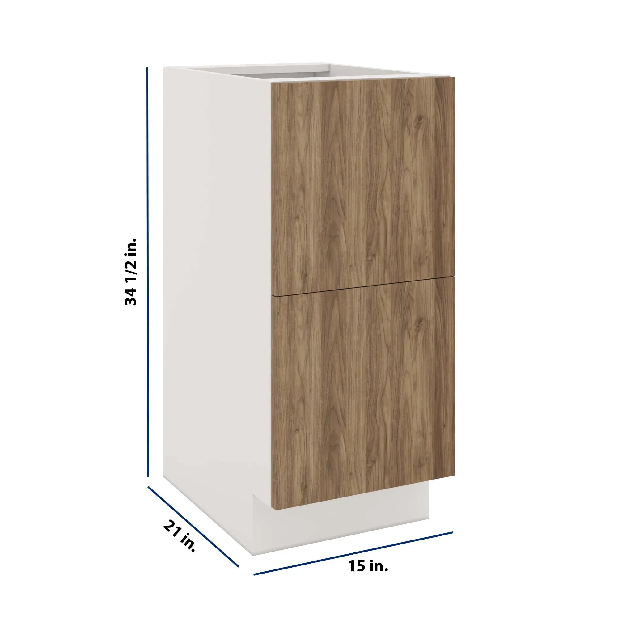 Modernform Cabinet Walnut 15" W X 34 1/2" H X 21" D Vanity Base with 2 Drawers
