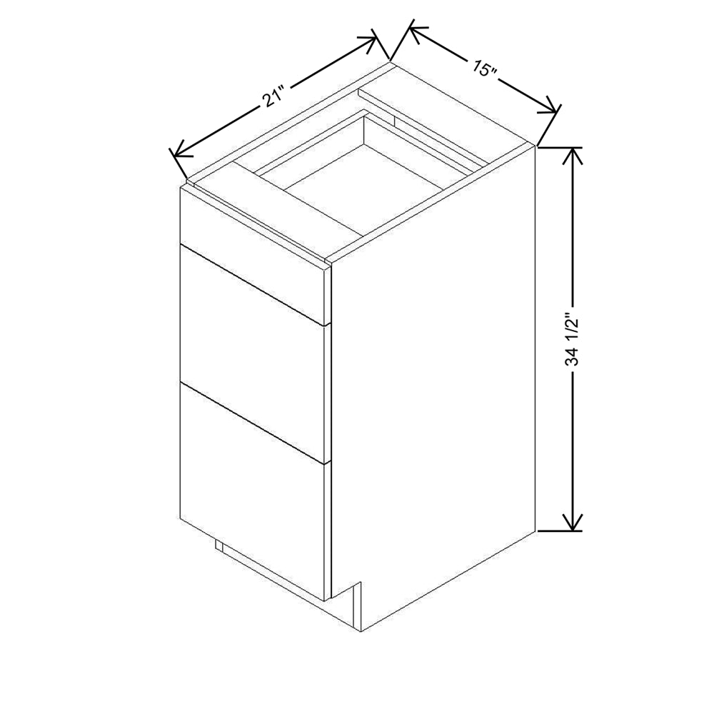CNC Concord Elegant Smoky Grey 15" W Vanity Drawer Base Cabinet