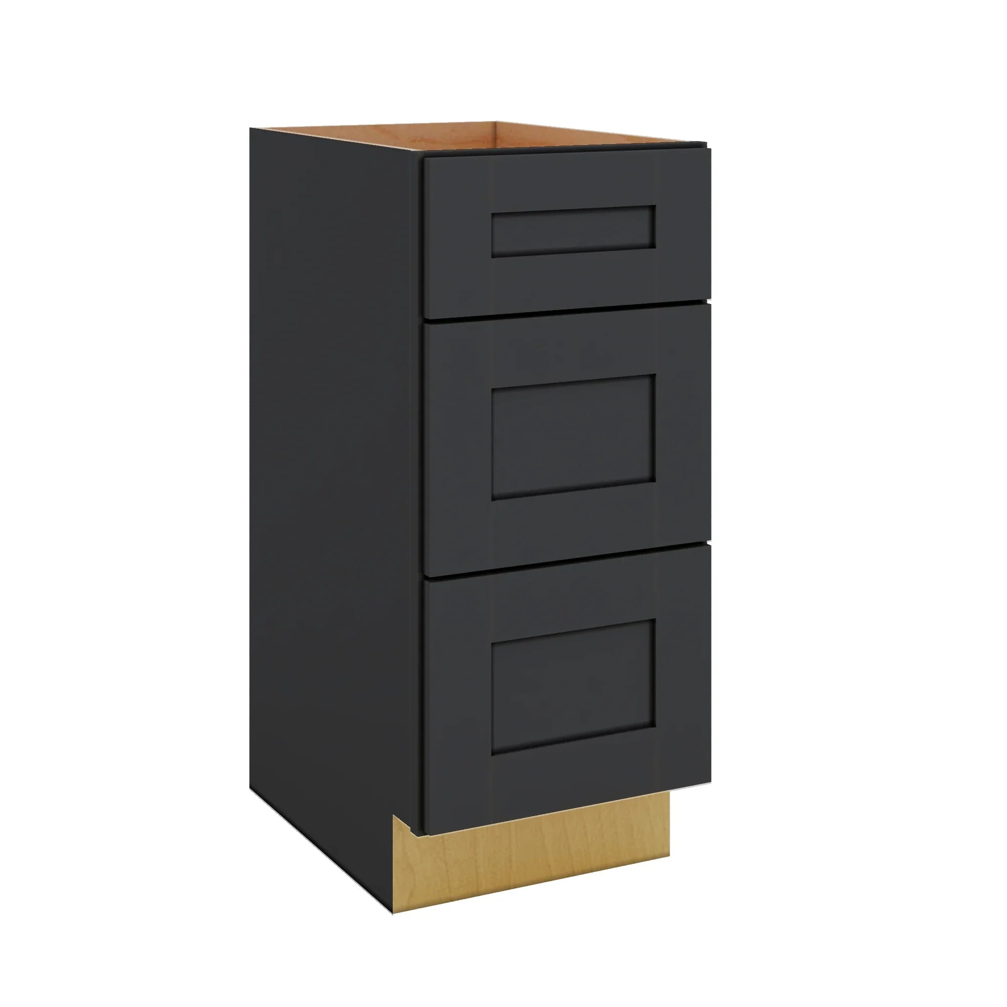 Modernform Cabinet Onyx Black Shaker 15" W X 34 1/2" H X 21" D Vanity Base with 3 Drawers