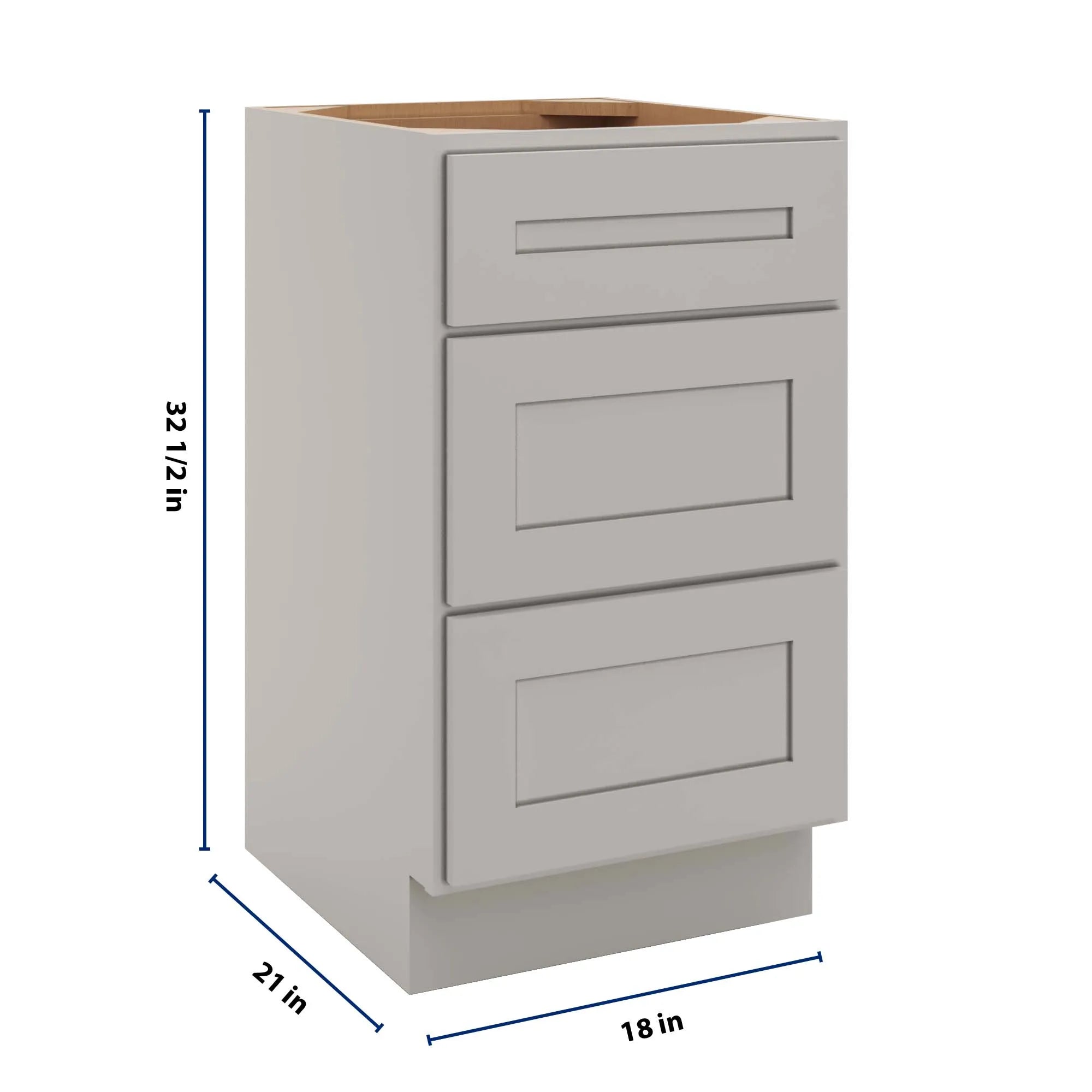 CNC Luxor 5-Piece Misty Grey 18" W Vanity Drawer Base Cabinet - Handicap Accessible