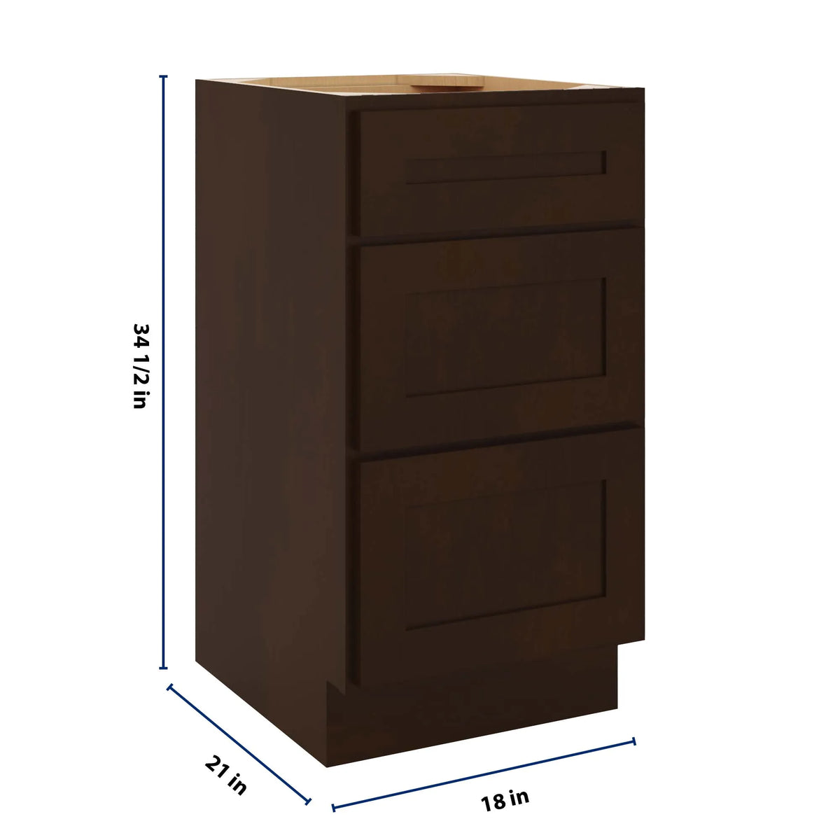 CNC Luxor 5-Piece Espresso 18" W Vanity Drawer Base Cabinet