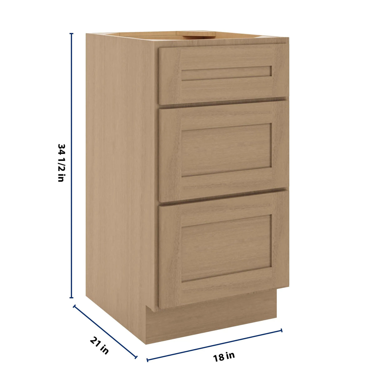 CNC Luxor 5-Piece Harvest 18" W Vanity Drawer Base Cabinet