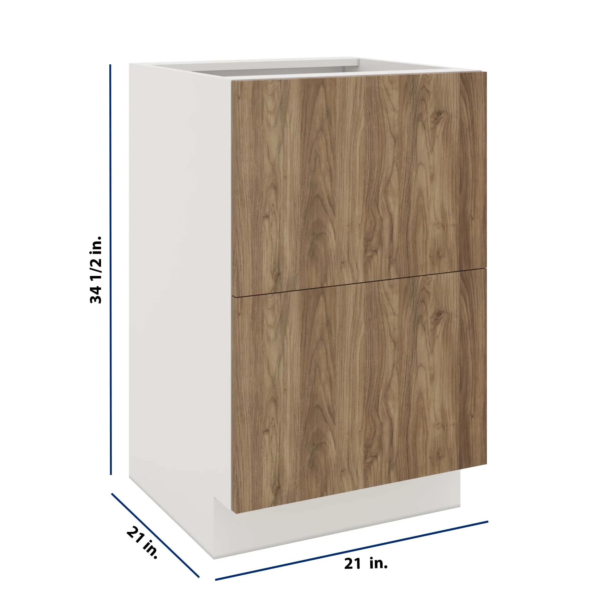Modernform Cabinet Walnut 21" W X 34 1/2" H X 21" D Vanity Base with 2 Drawers