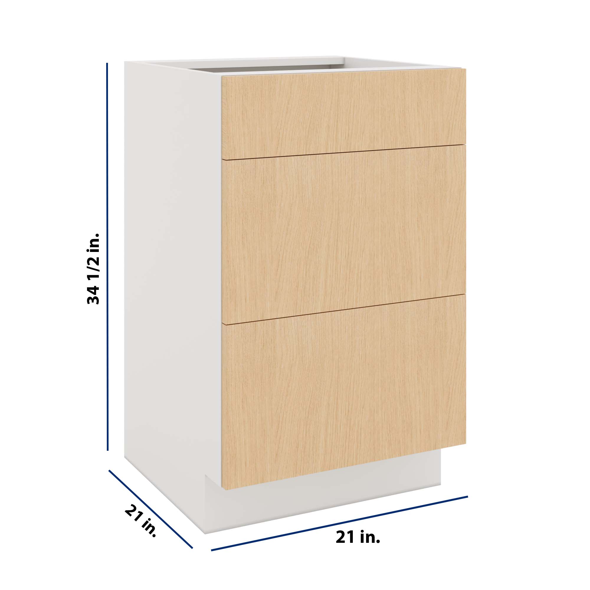 Modernform Cabinet Natural Oak 21" W X 34 1/2" H X 21" D Vanity Base with 3 Drawers