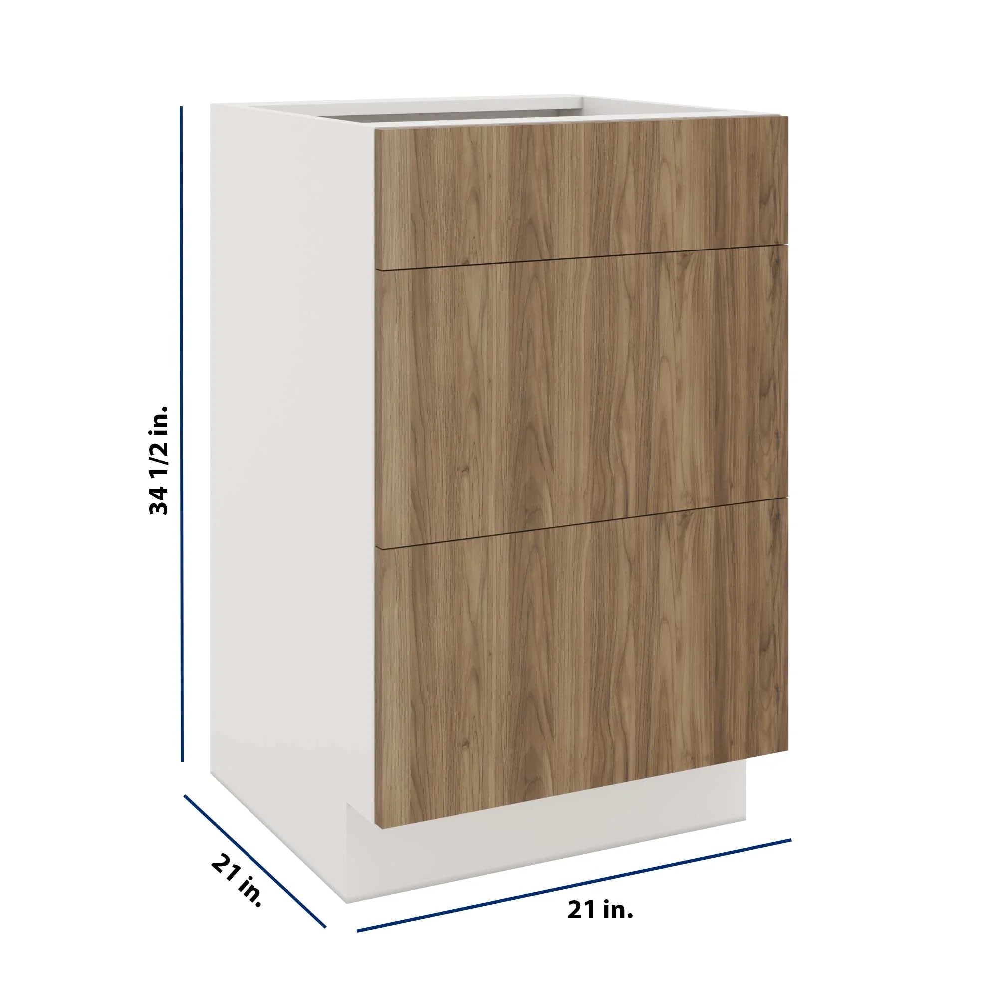Modernform Cabinet Walnut 21" W X 34 1/2" H X 21" D Vanity Base with 3 Drawers