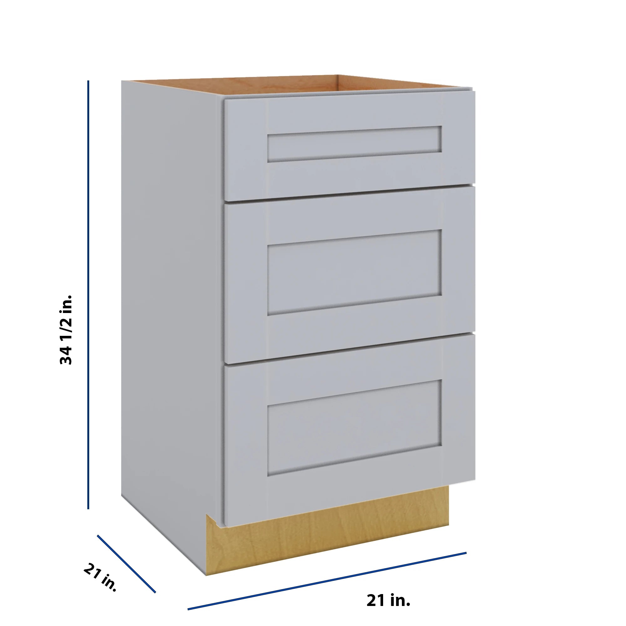 Modernform Cabinet Grey Shaker 21" W X 34 1/2" H X 21" D Vanity Base with 3 Drawers