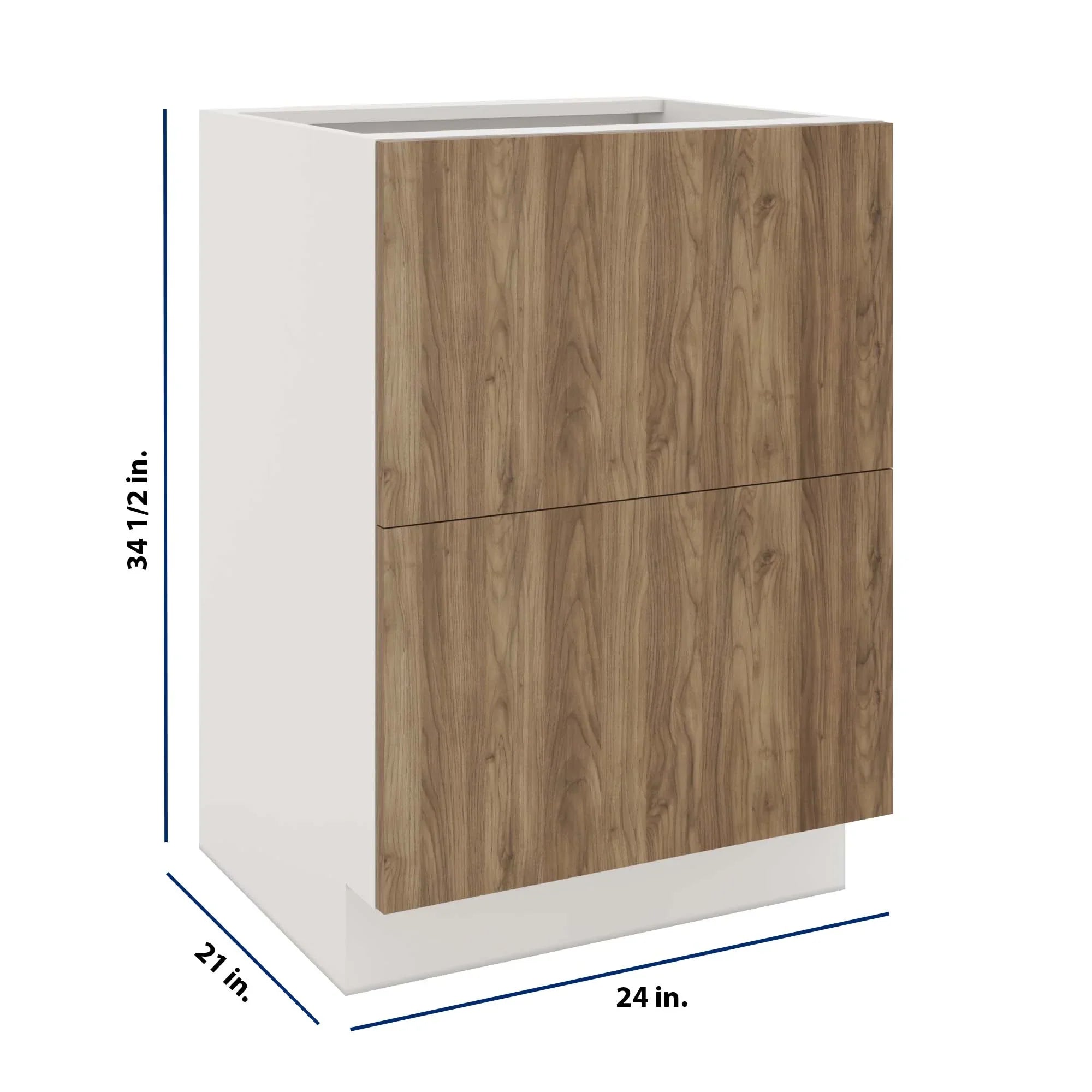 Modernform Cabinet Walnut 24" W X 34 1/2" H X 21" D Vanity Base with 2 Drawers
