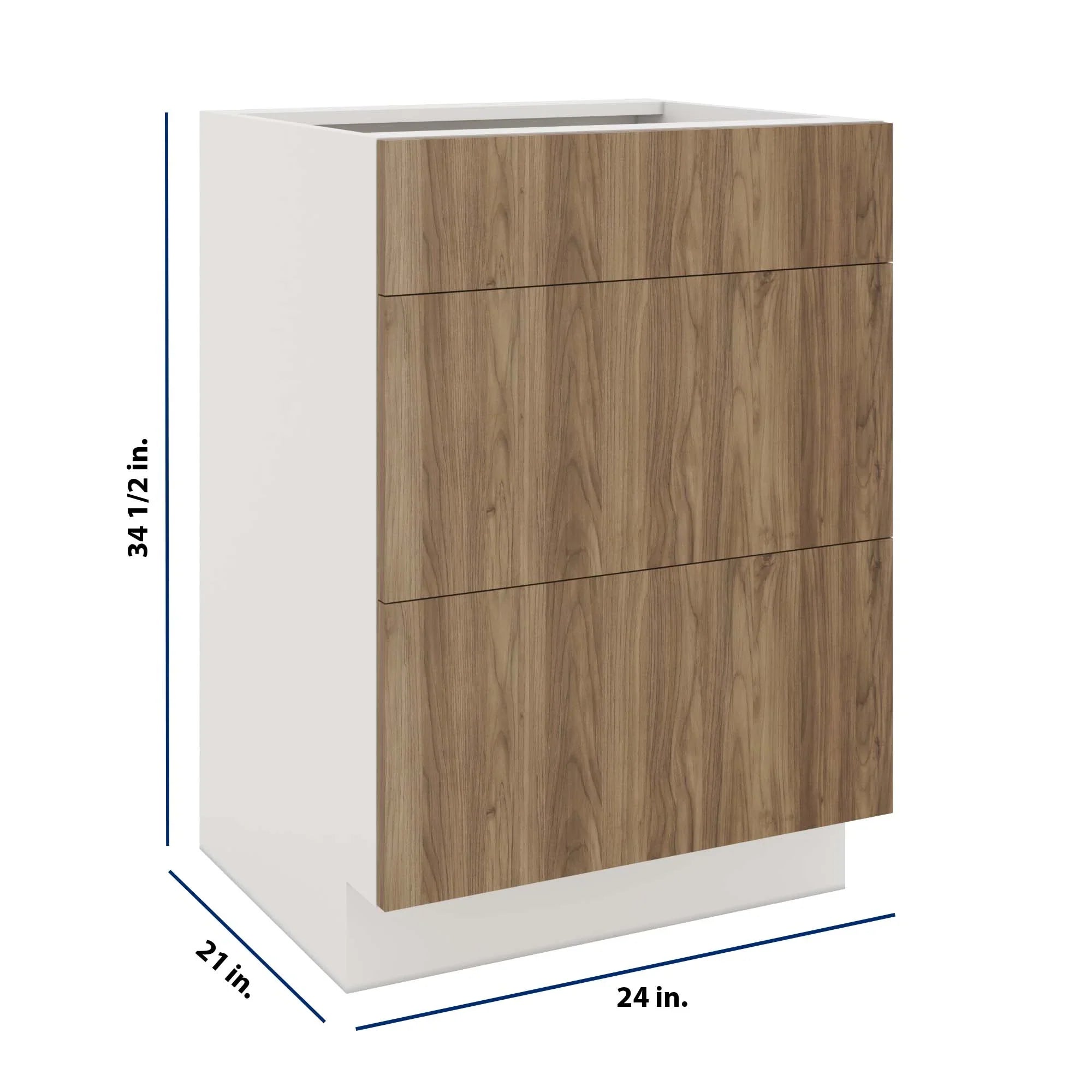 Modernform Cabinet Walnut 24" W X 34 1/2" H X 21" D Vanity Base with 3 Drawers