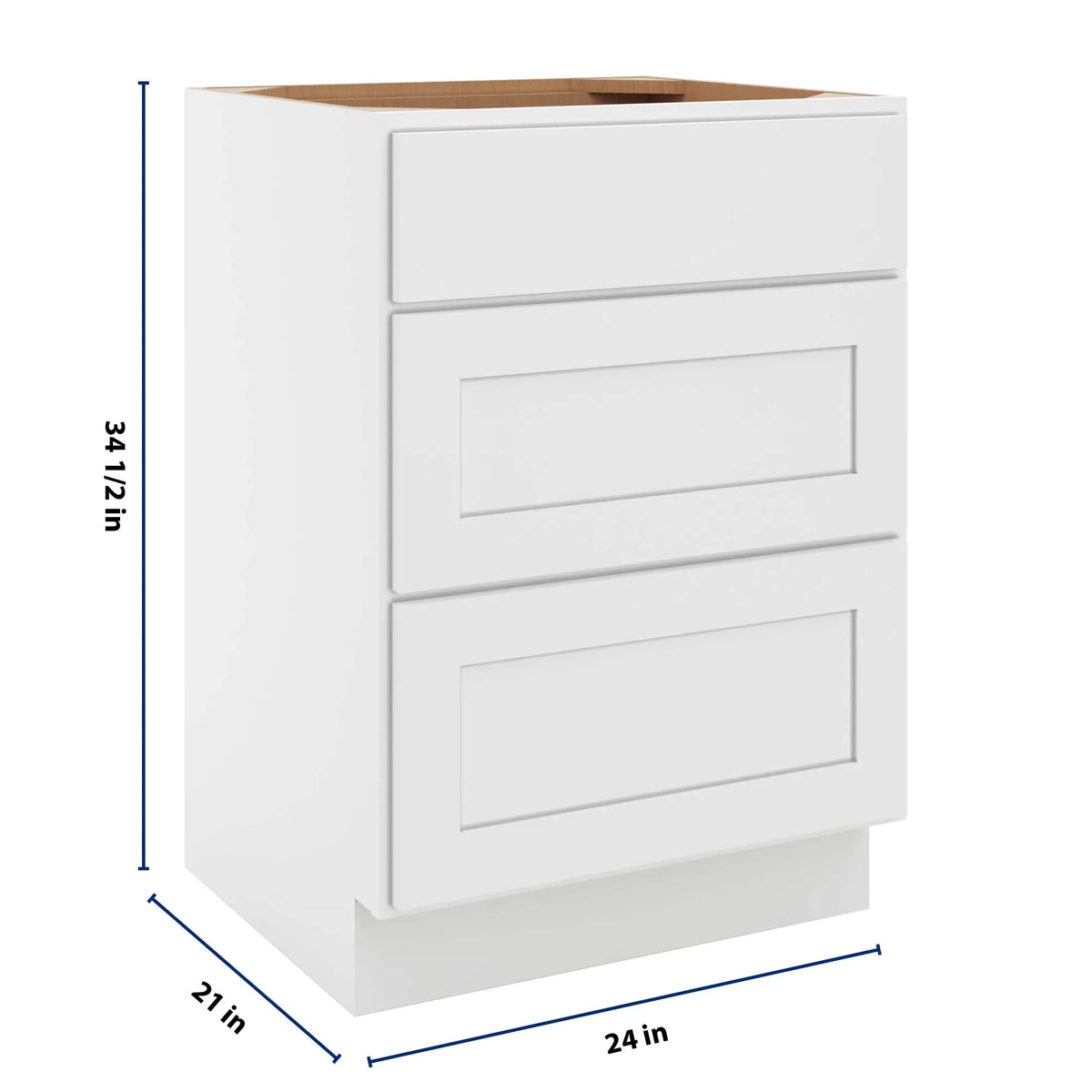 cnc luxor white 24 w vanity drawer base cabinet