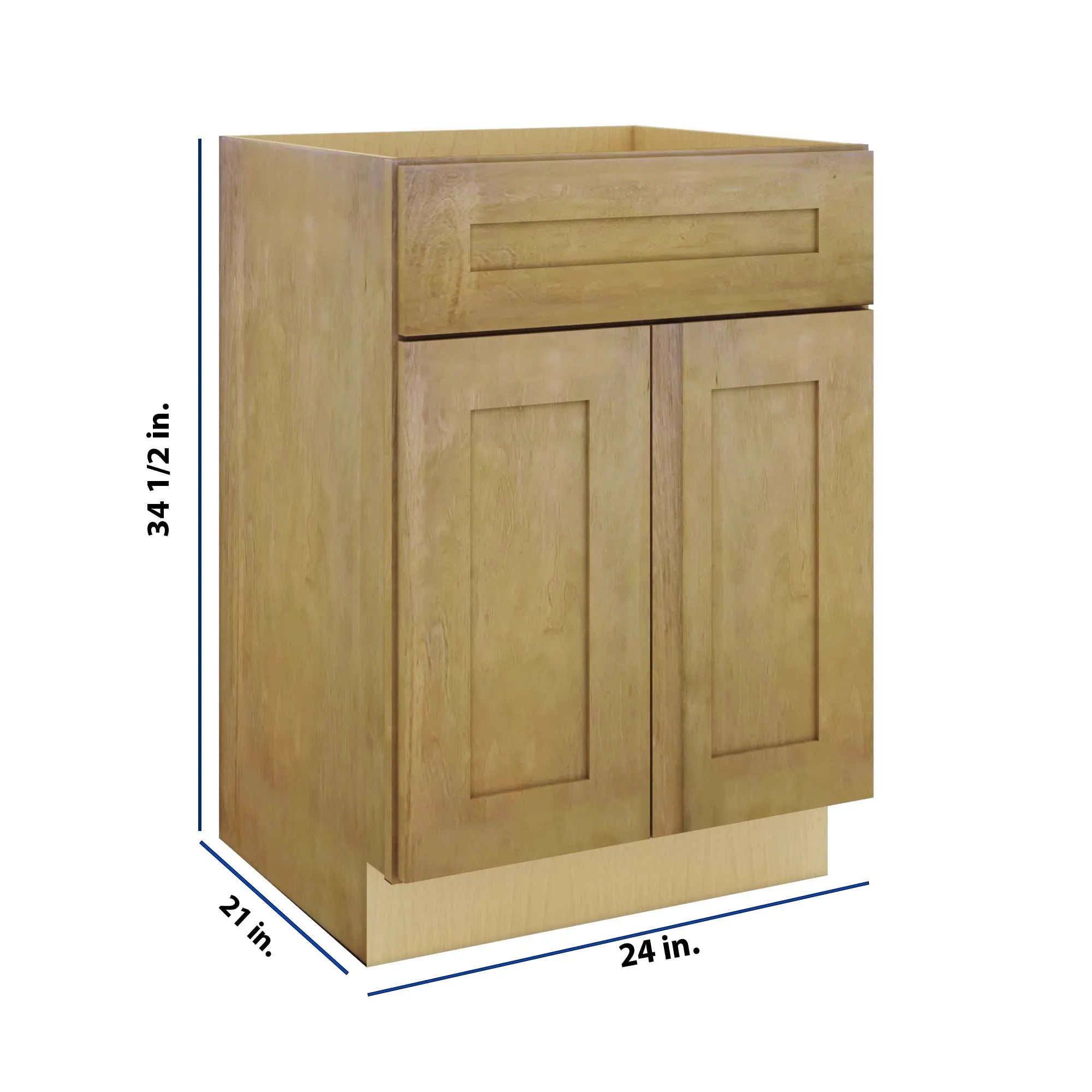 Modernform Cabinet Natural Shaker 24" W X 34 1/2" H X 21" D Sink Base 2 Doors/1 False Front