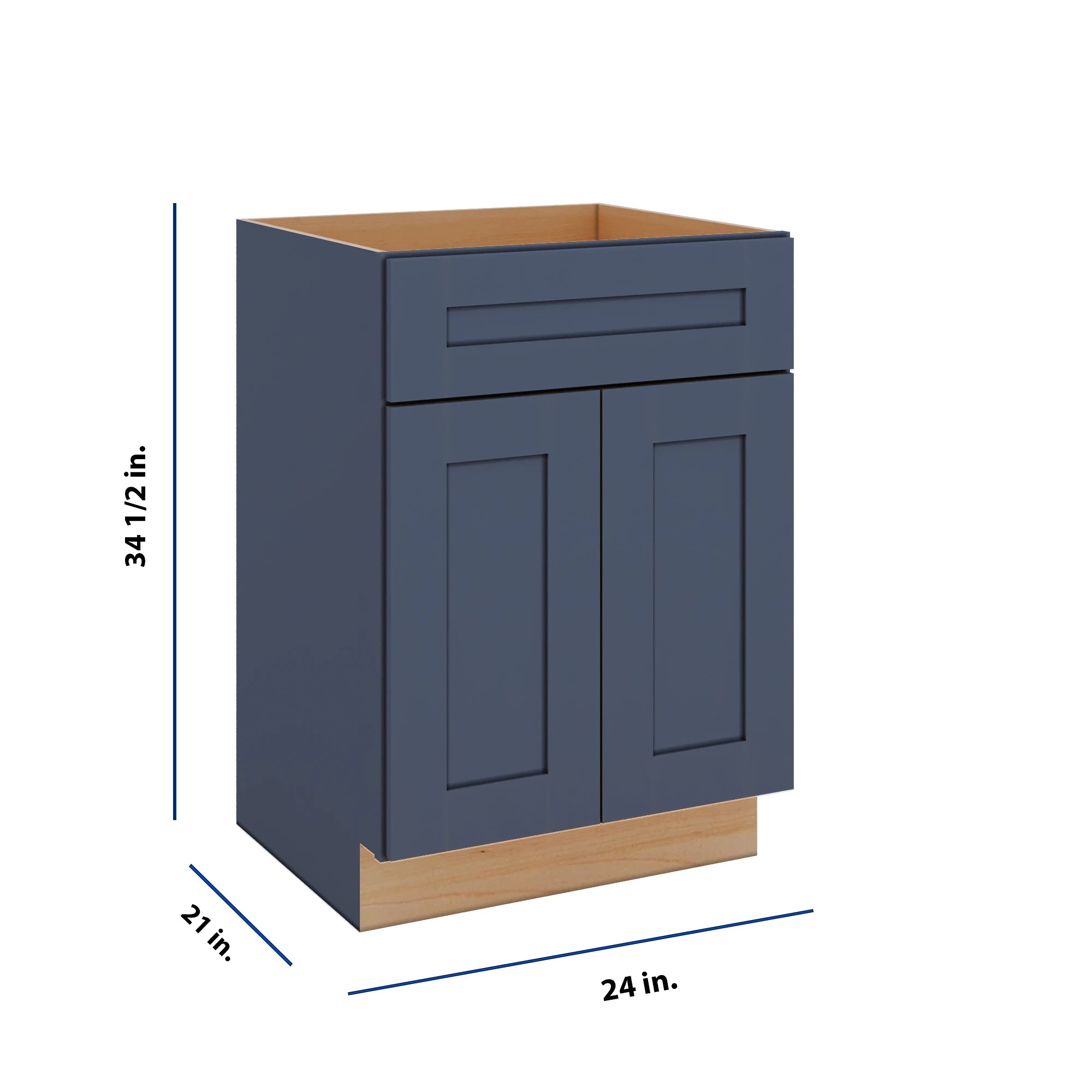 Modernform Cabinet Signature Blue 24" W X 34 1/2" H X 21" D Sink Base 2 Doors/1 False Front