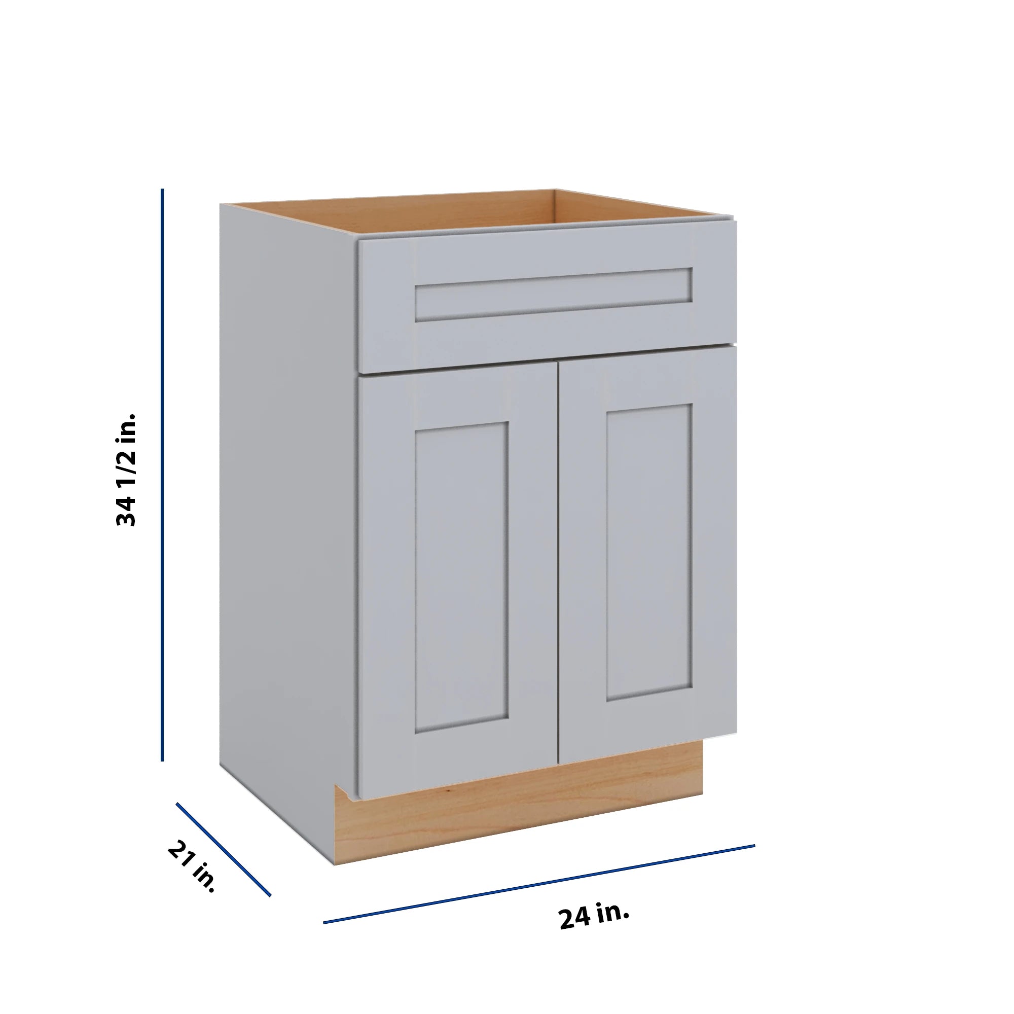 Modernform Cabinet Grey Shaker 24" W X 34 1/2" H X 21" D Sink Base 2 Doors/1 False Front